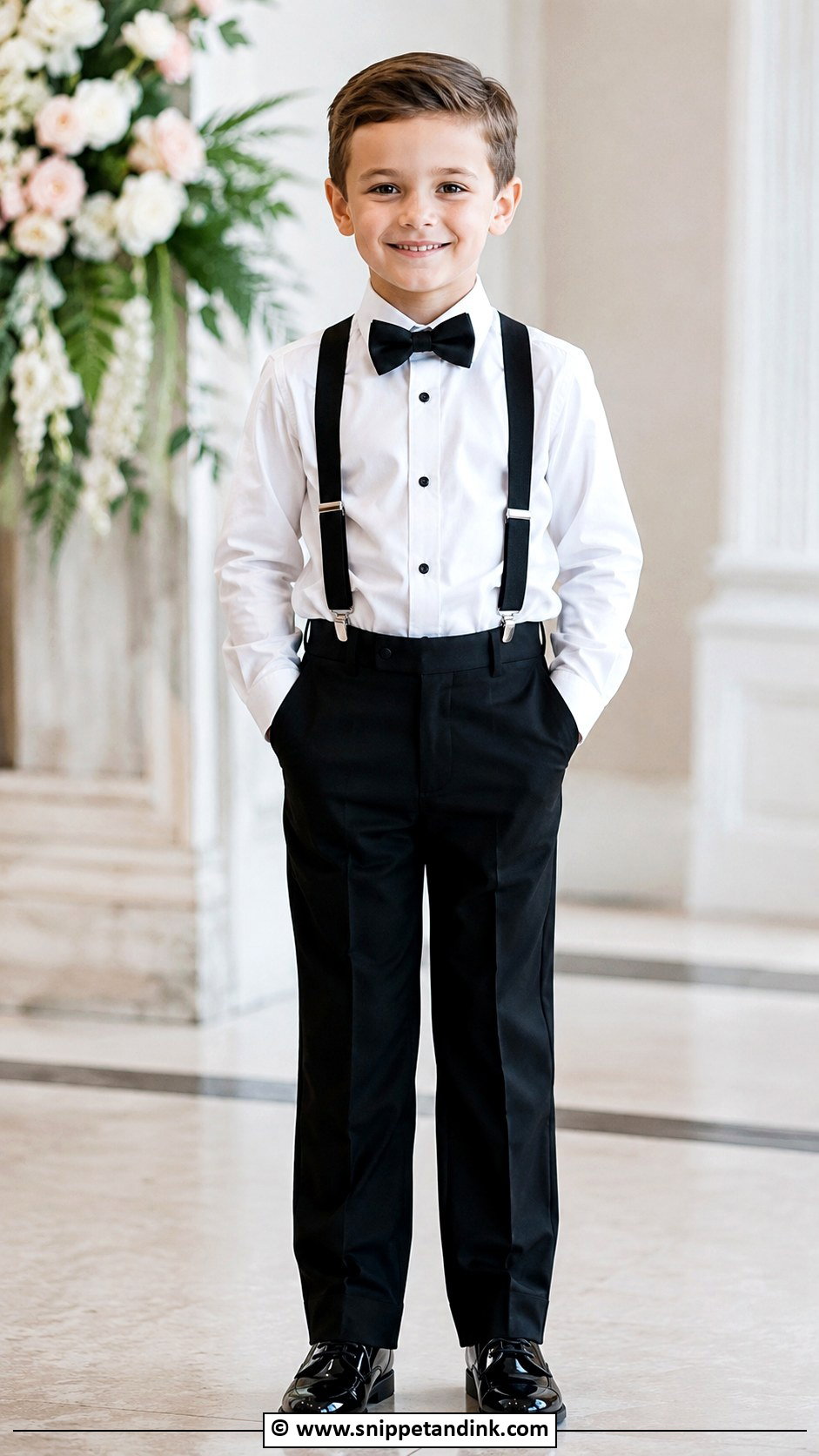 Black Pants And Bow Tie Ring Bearer Outfit - Snippet and Ink - 35 Ring Bearer Outfit Ideas