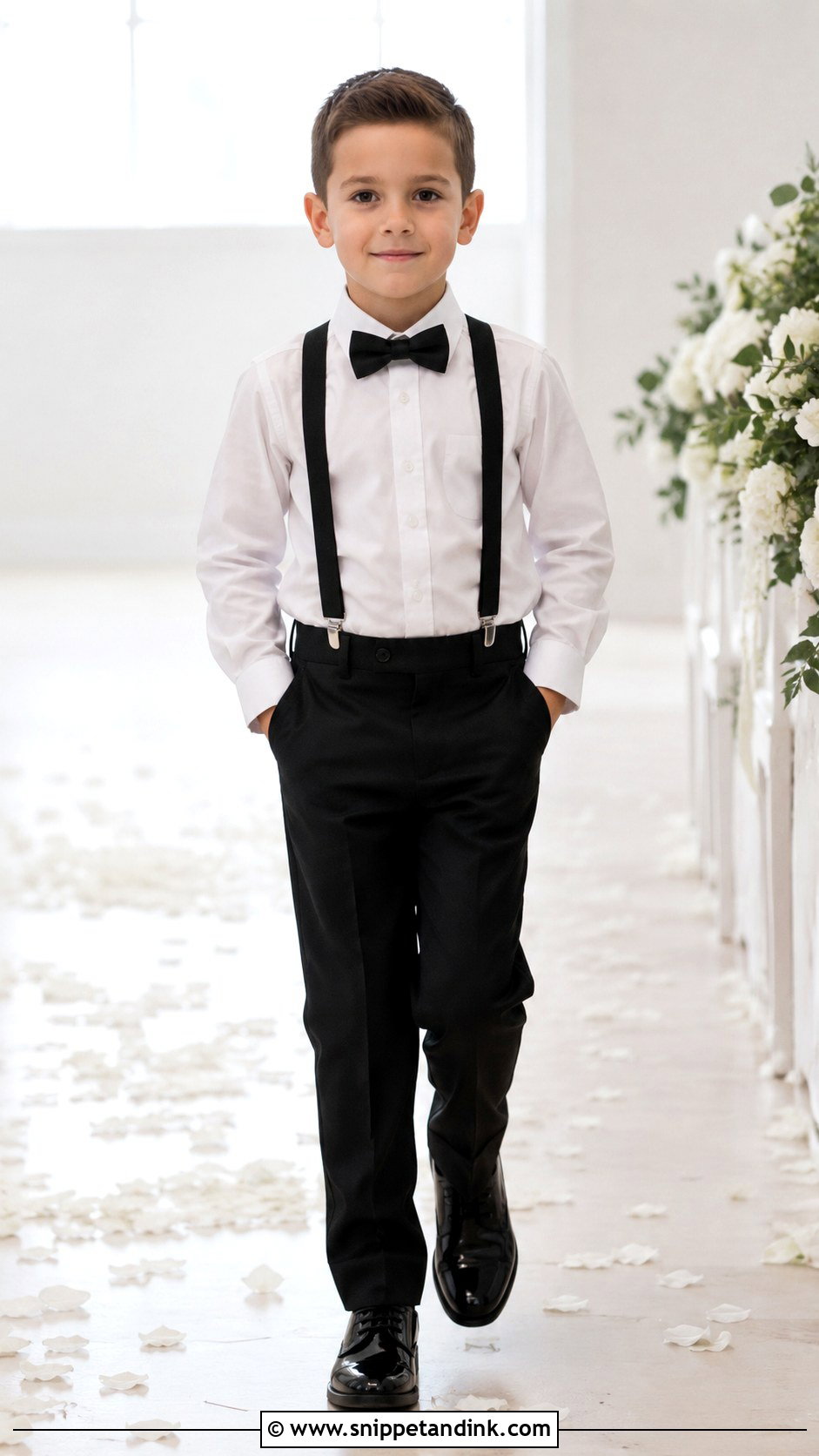 Black Pants And White Shirt Ring Boy Outfit - Snippet and Ink - 25 Ring Boy Outfits