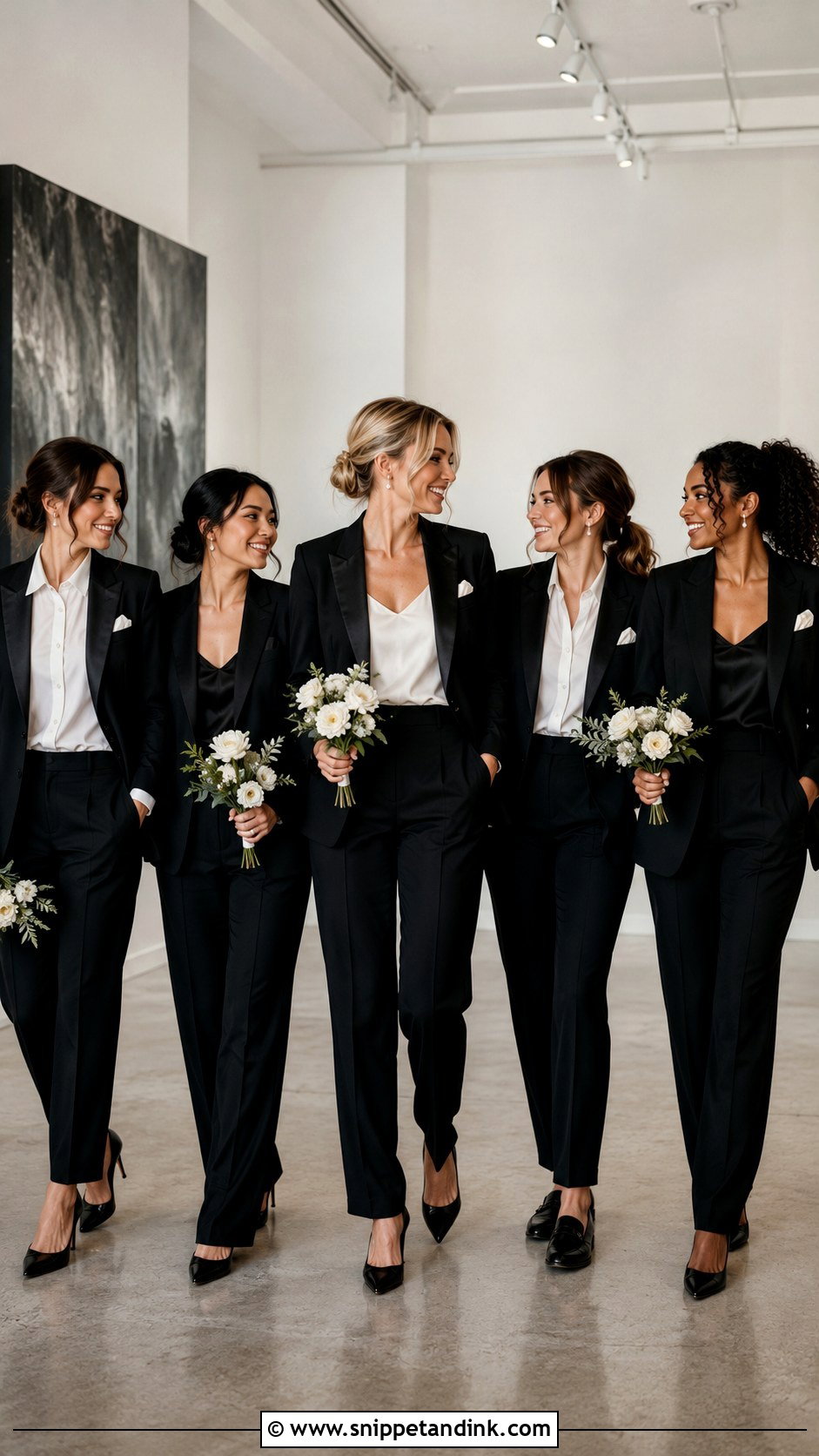 Black Pantsuit Bridal Party Outfits - Snippet and Ink - 20 Bridal Party in Black Ideas