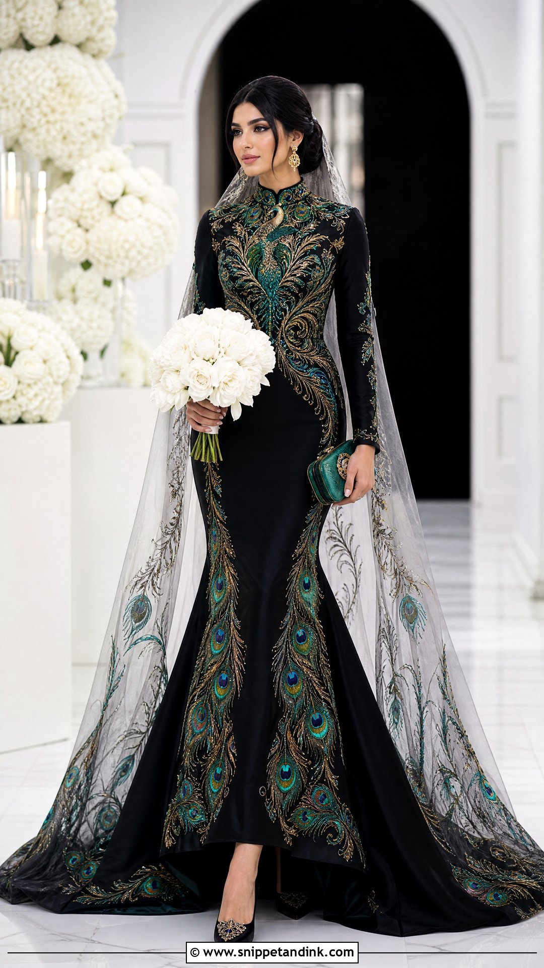 Black Peacock Wedding Dress - Snippet and Ink - 20 Peacock Wedding Dresses