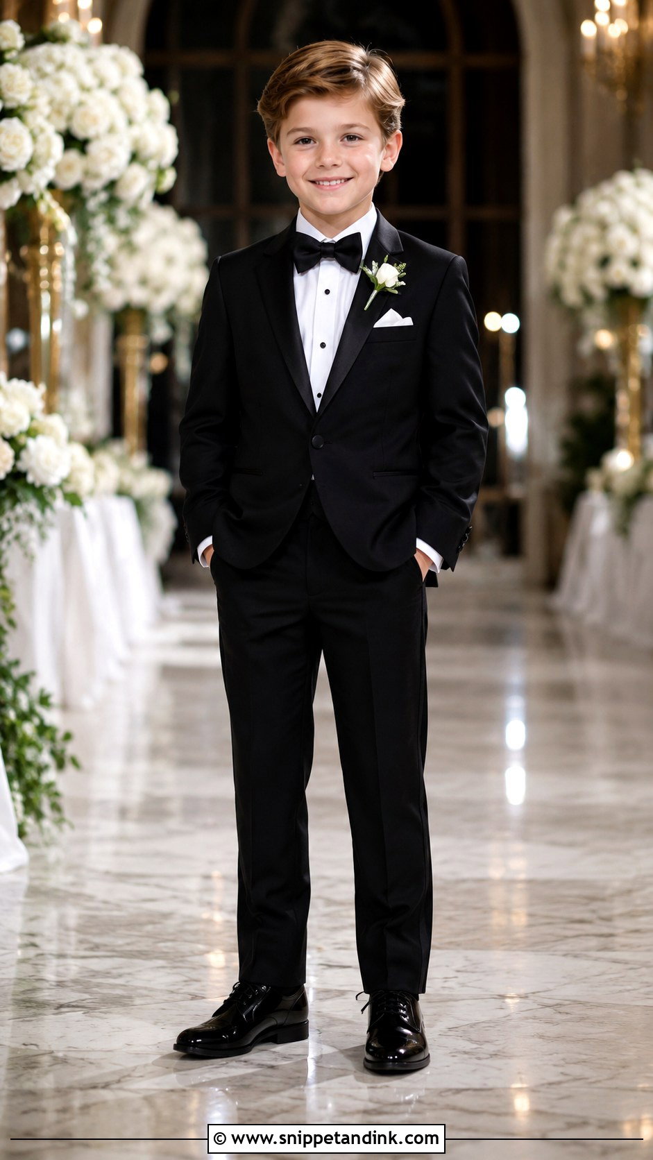 Black Peak Lapel Tuxedo Ring Bearer Outfit - Snippet and Ink - 20 Black Ring Bearer Outfit Ideas