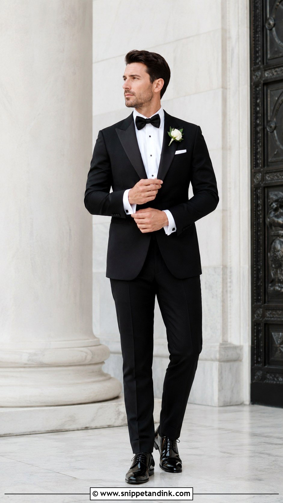 Black Peak Lapel Wedding Tux - Snippet and Ink - 30 Wedding Tux Ideas