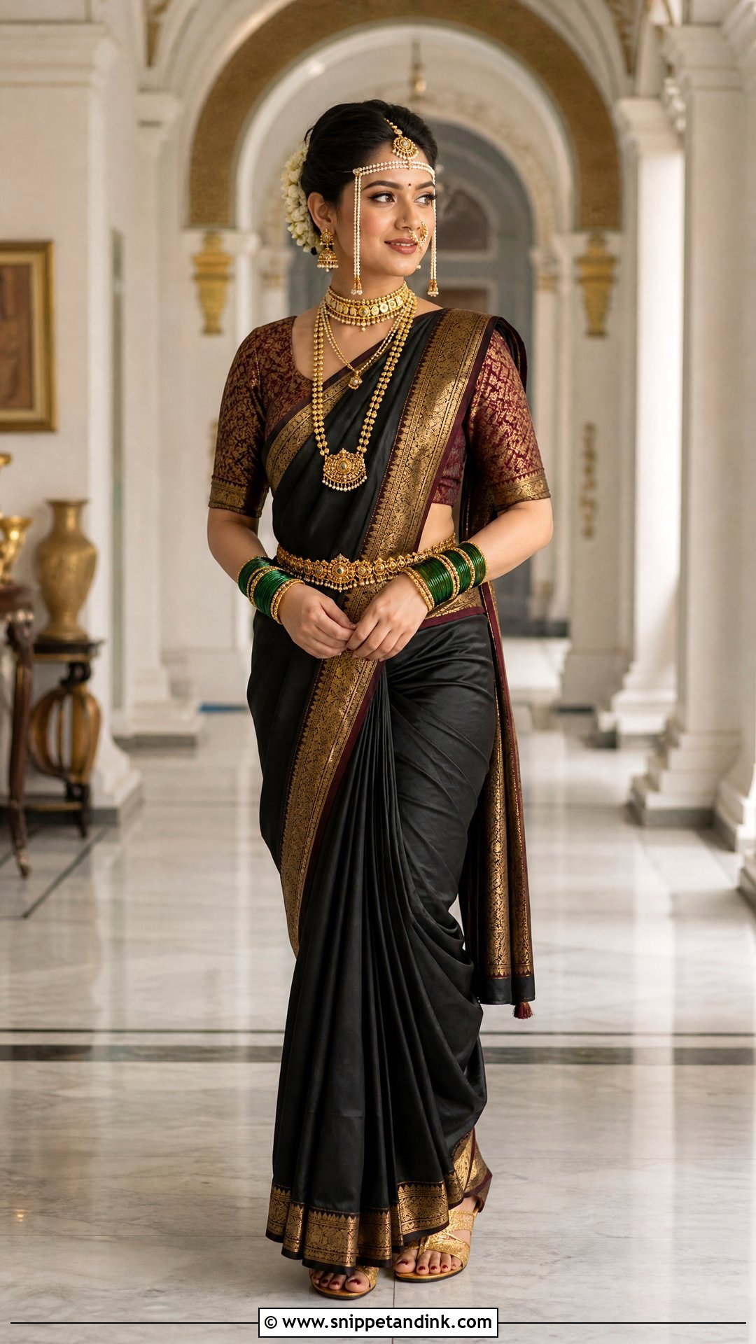 Black Peshwai Marathi Bride Look - Snippet and Ink - 20 Royal Marathi Bride Look Ideas