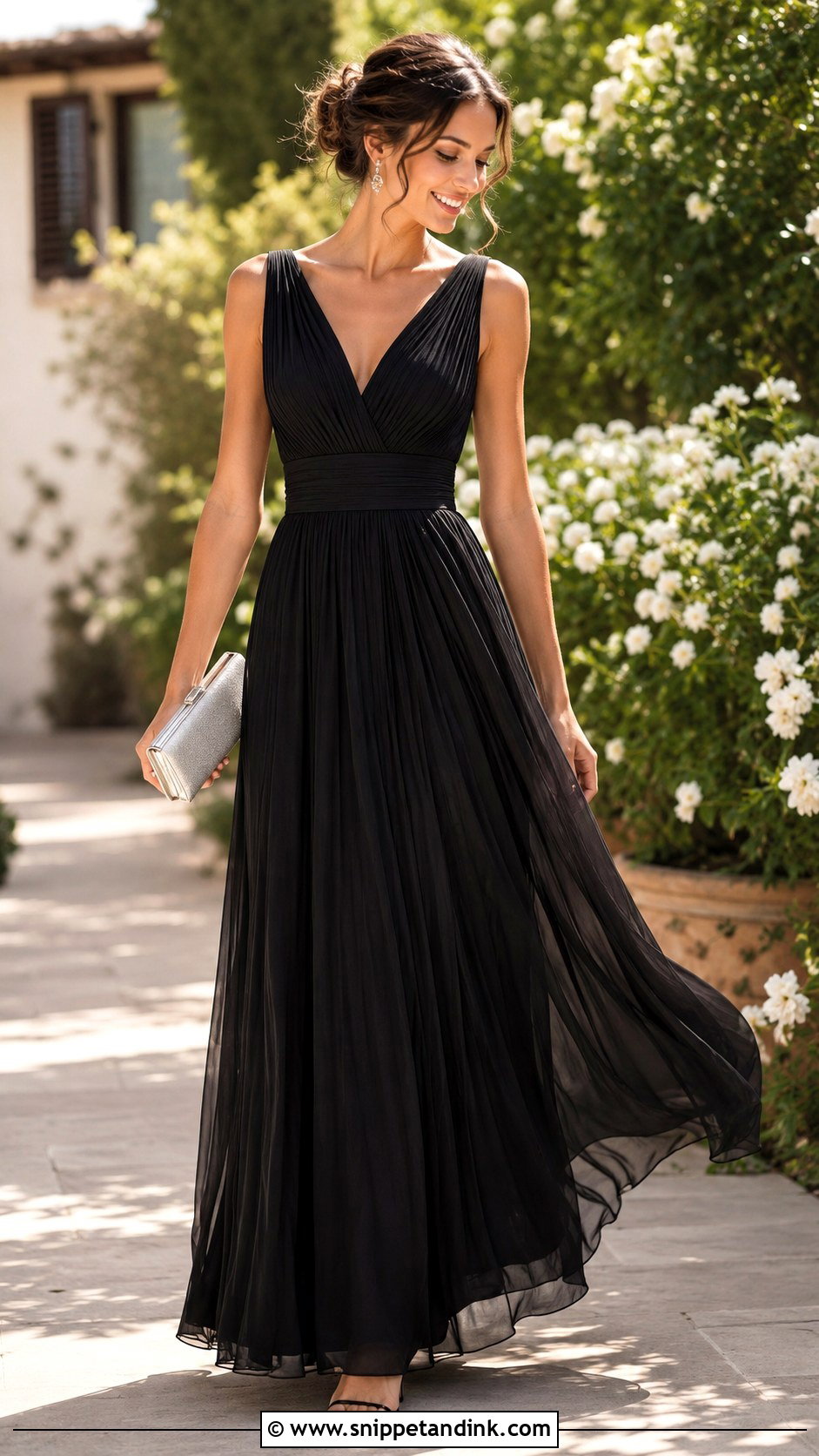 Black Pleated Chiffon Bridal Party Dress - Snippet and Ink - 20 Bridal Party Black Dresses