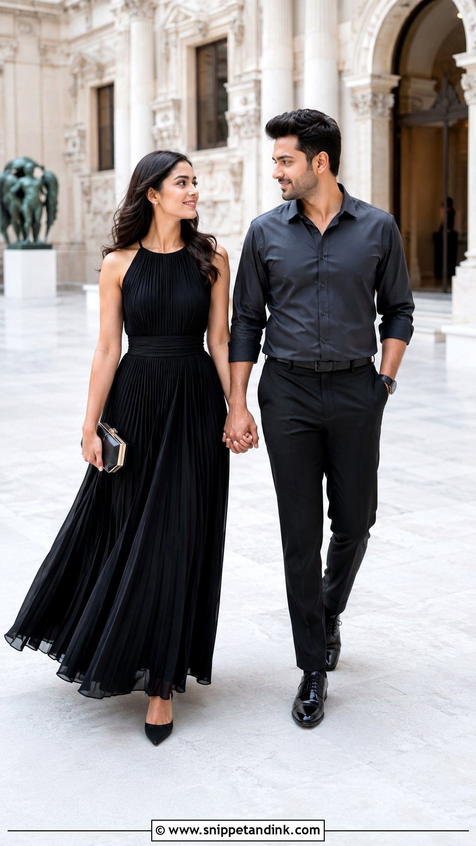 Black Pleated Maxi Prewedding Dress - Snippet and Ink - 20 Black Prewedding Dress Ideas