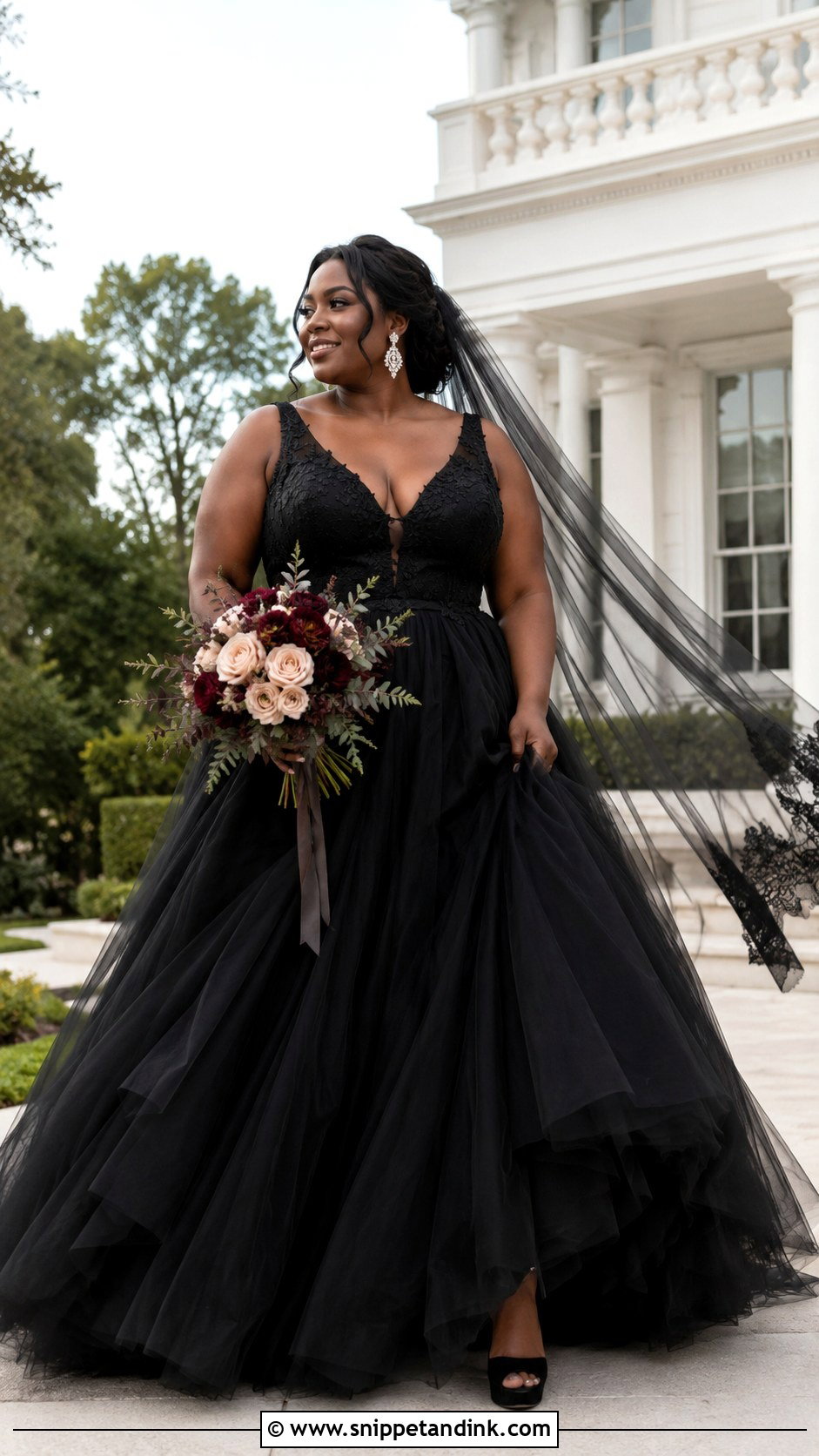 Black Plus Size Wedding Dress With A Line Skirt - Snippet and Ink - 20 Dark Wedding Dresses
