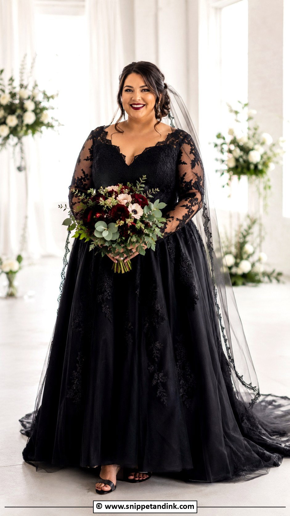 Black Plus Size Wedding Gown - Snippet and Ink - 30 Black Wedding Gowns