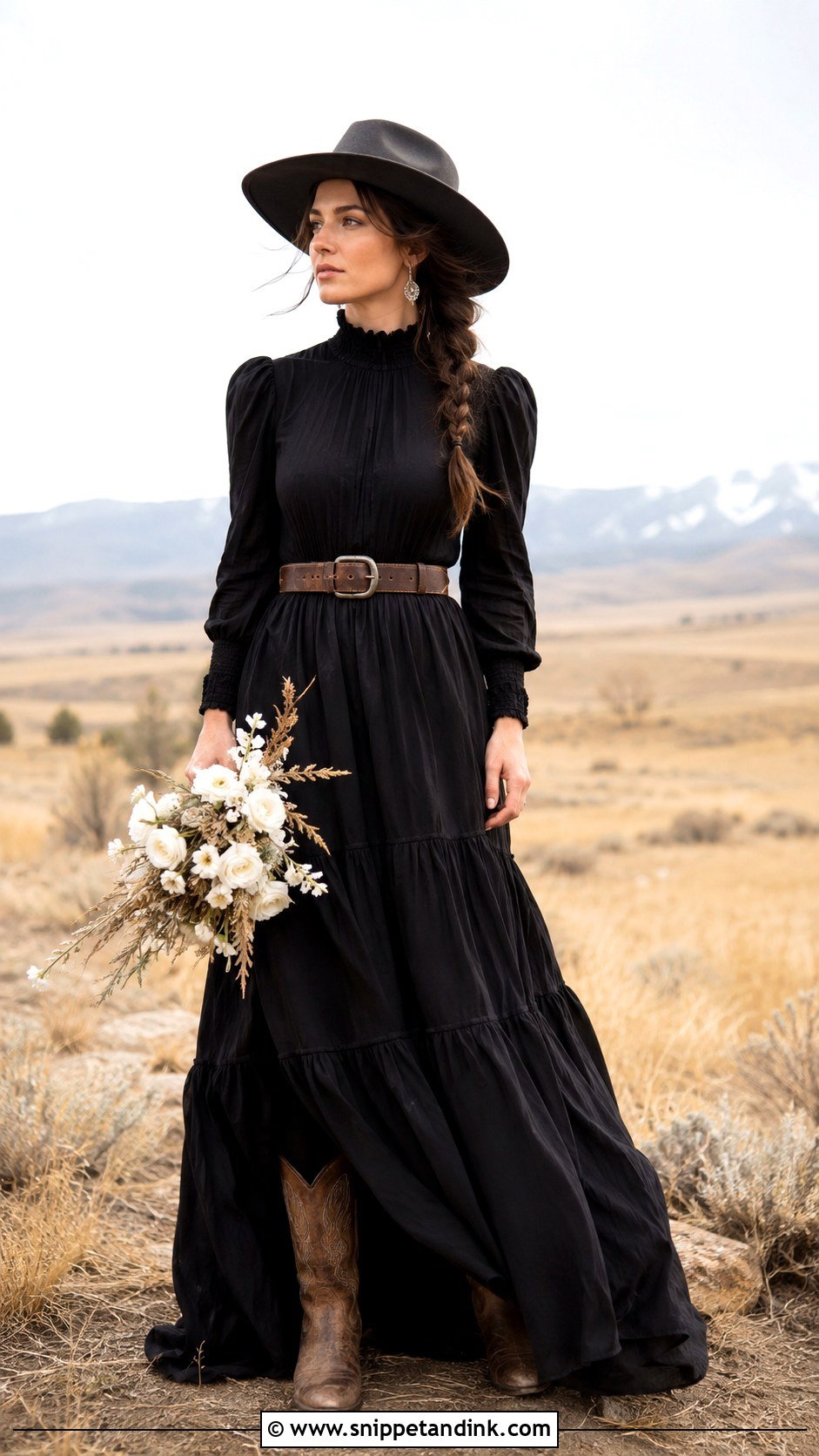 Black Prairie Western Wedding Dress - Snippet and Ink - 20 Black Western Wedding Dress Ideas
