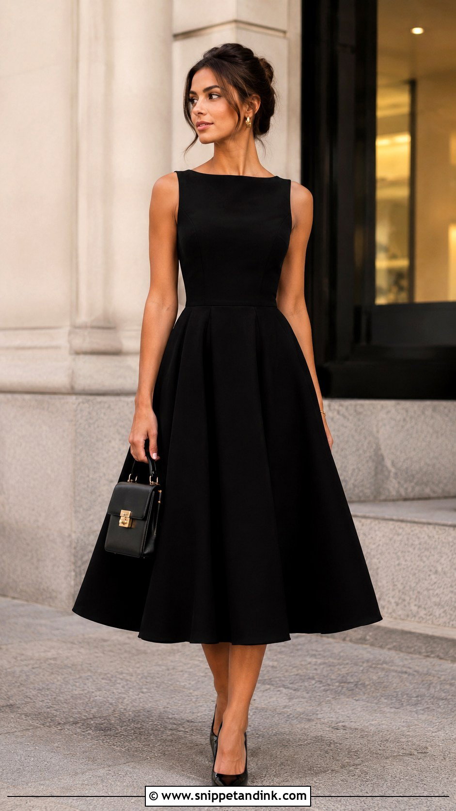 Black Princess Cut Dress With Pointed Heels - Snippet and Ink - 30 Princess Cut Dress Ideas