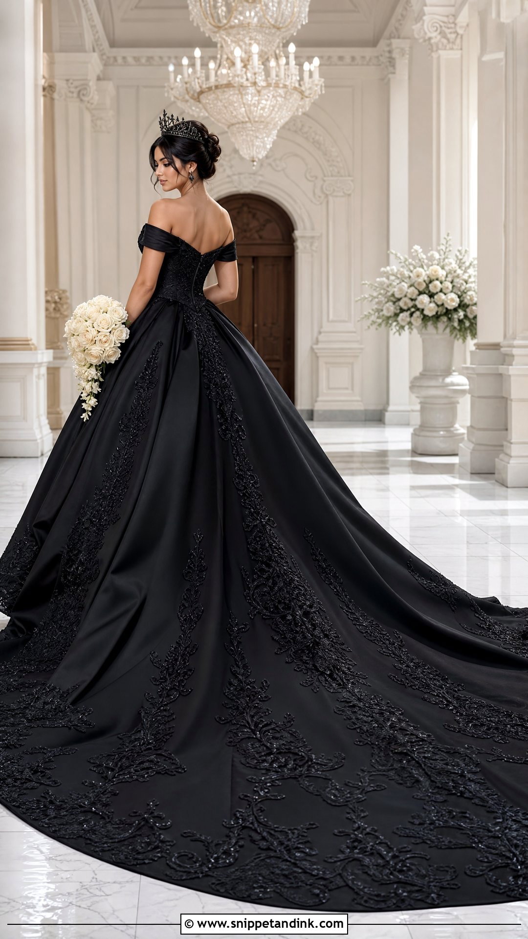 Black Princess Wedding Dress With Cathedral Train - Snippet and Ink - 20 Princess Wedding Dresses Black