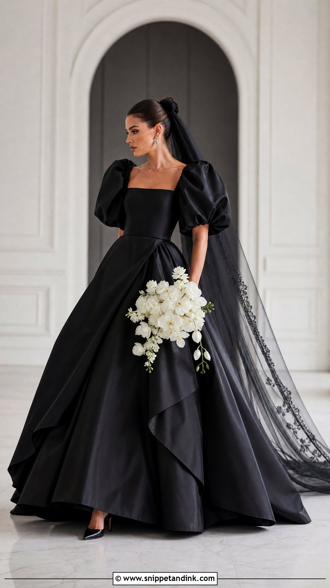 Black Puff Sleeve Wedding Dress - Snippet and Ink - 20 Wedding Dress Puff Sleeves