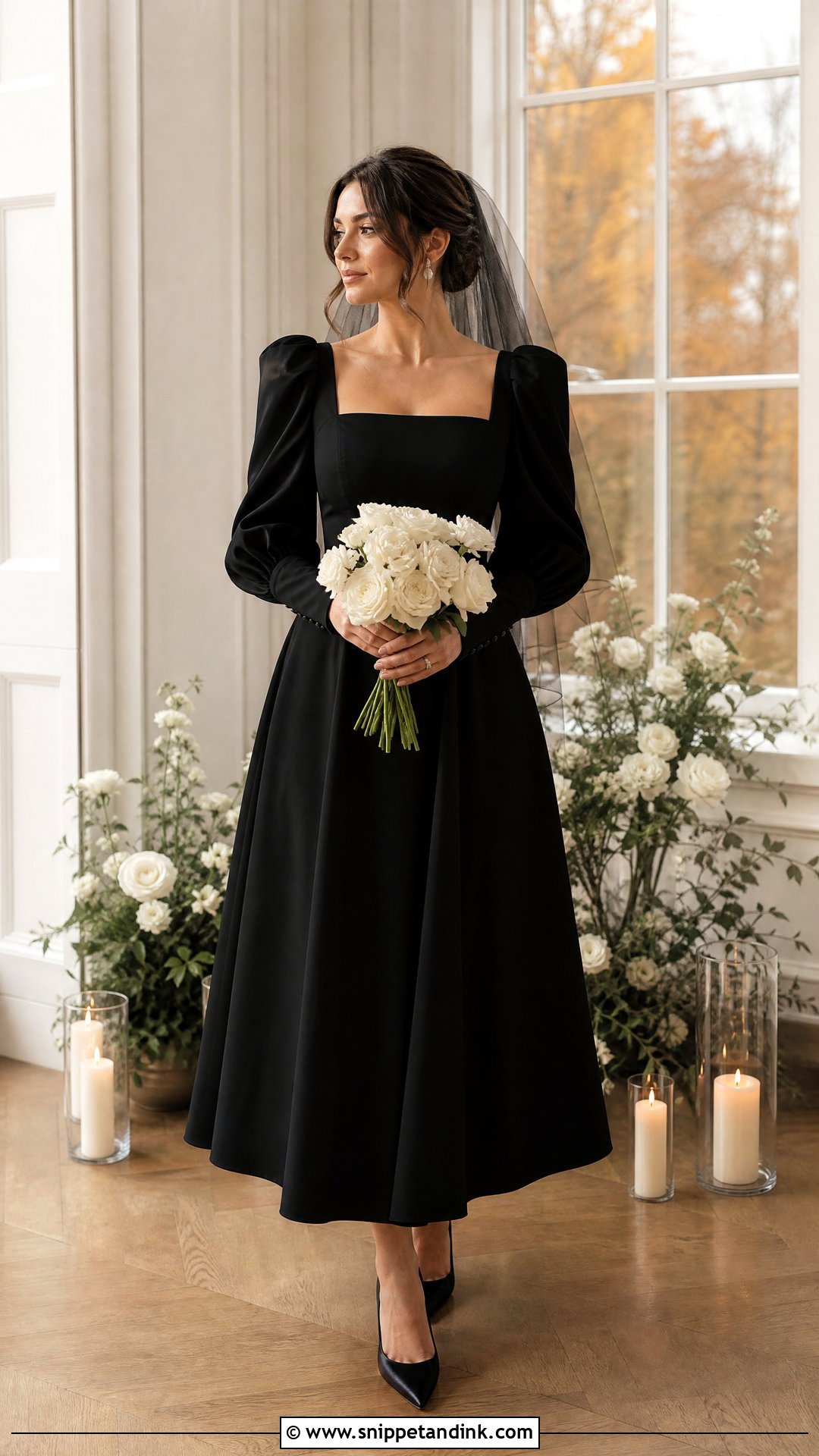 Black Puff Sleeve Wedding Dress - Snippet and Ink - 25 Simple Black Wedding Dress Ideas