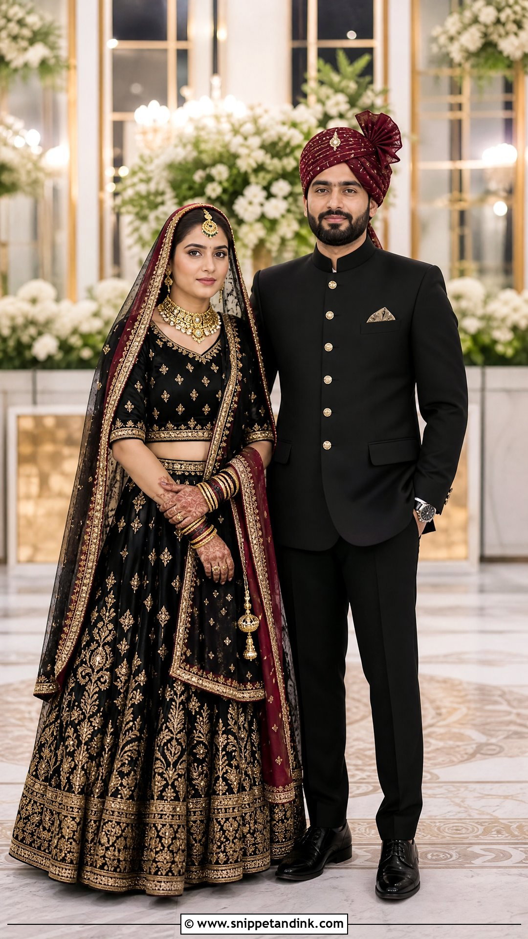 Black Rajputi Reception Couple Outfit - Snippet and Ink - 20 Rajputi Couple Ideas