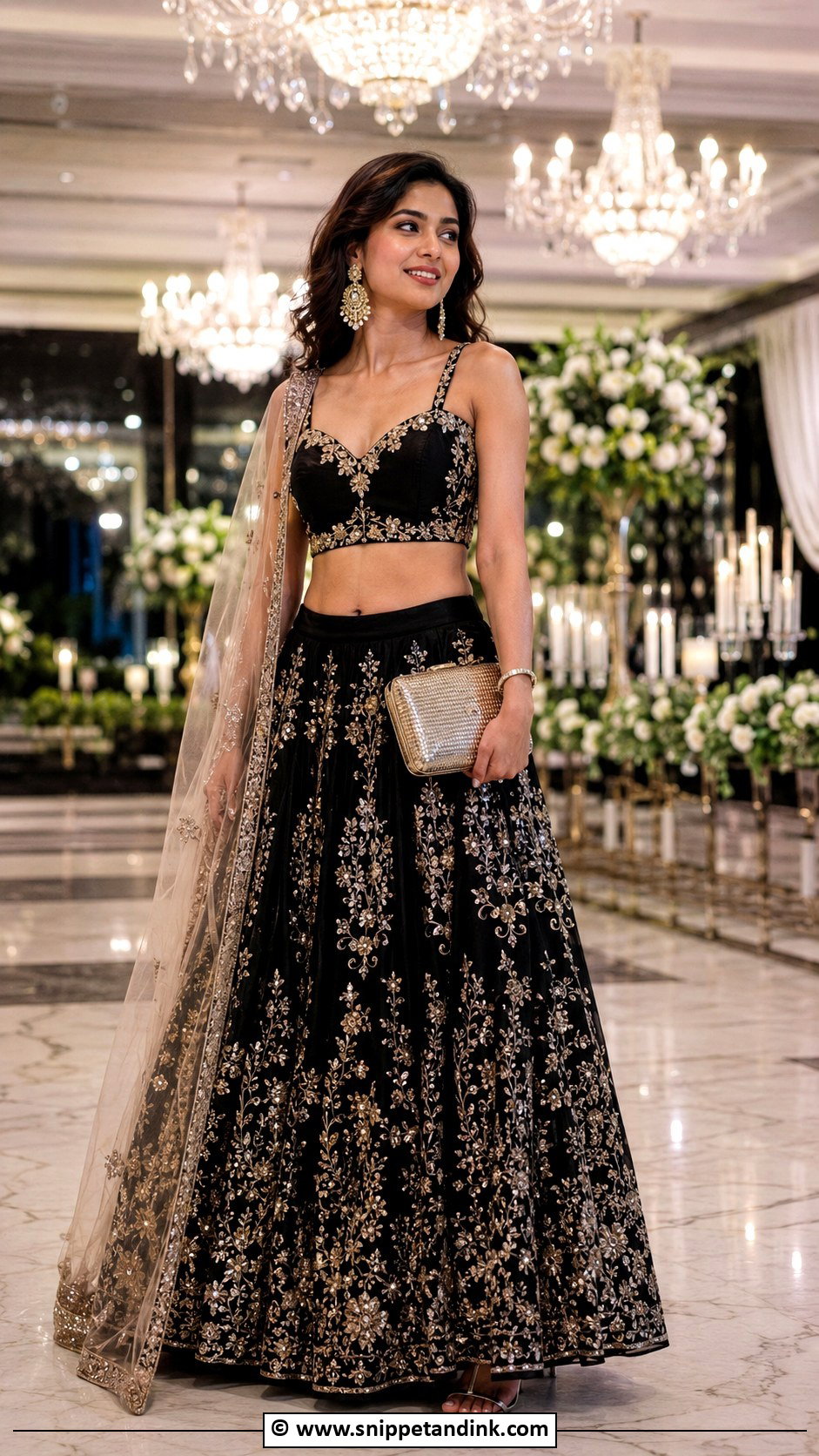 Black Reception Lehenga - Snippet and Ink - 30 Indian Wedding Dresses