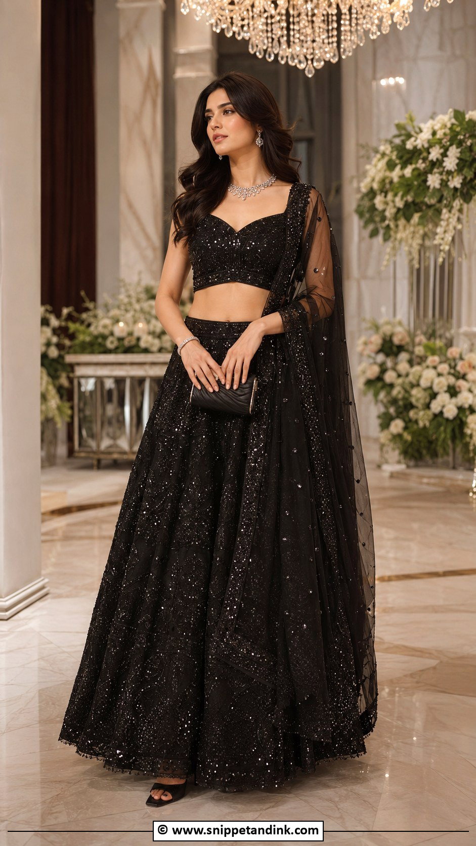 Black Reception Lehenga - Snippet and Ink - 30 Desi Wedding Outfits