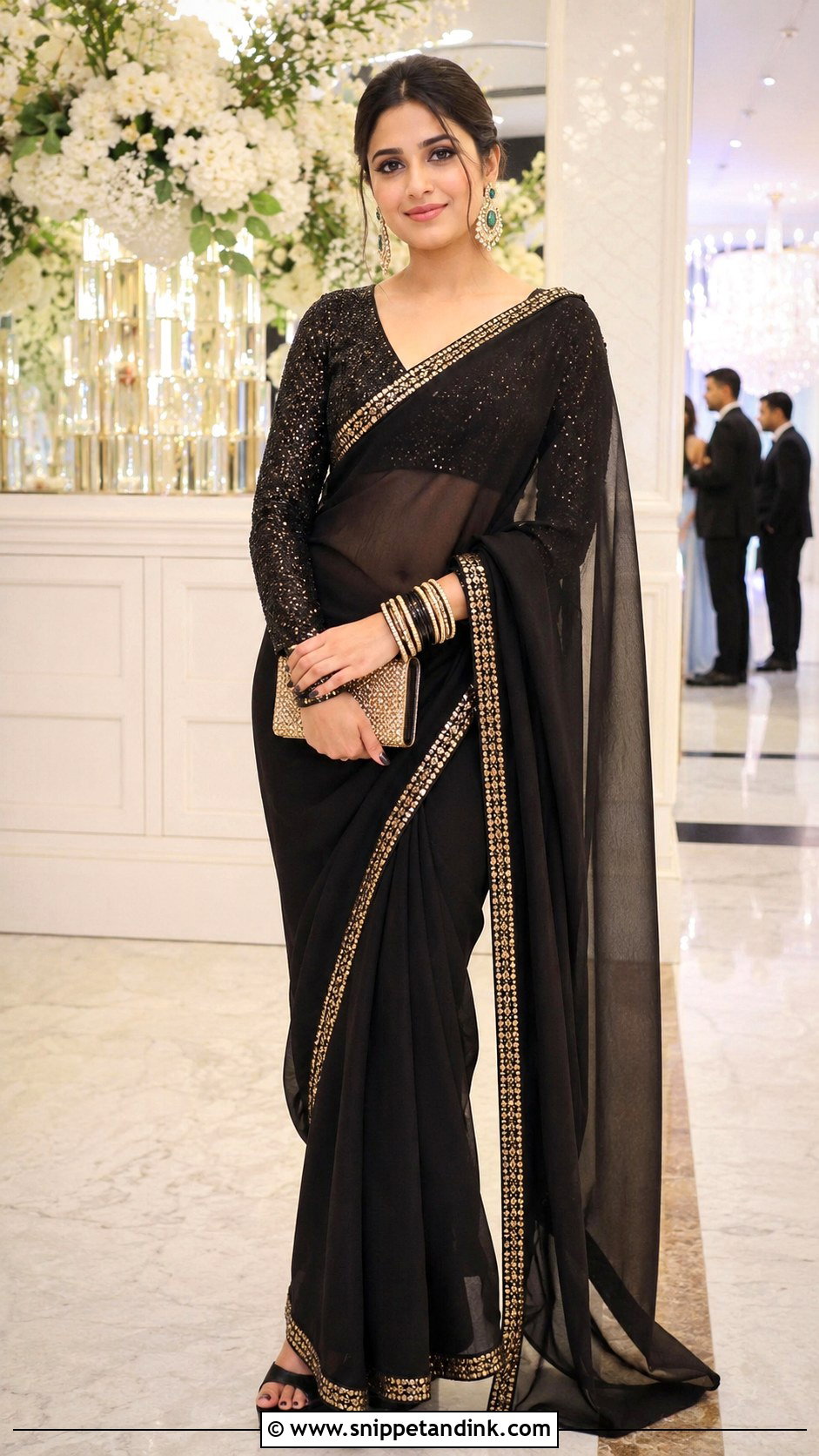 Black Reception Saree Outfit - Snippet and Ink - 25 New Indian Wedding Dress Ideas