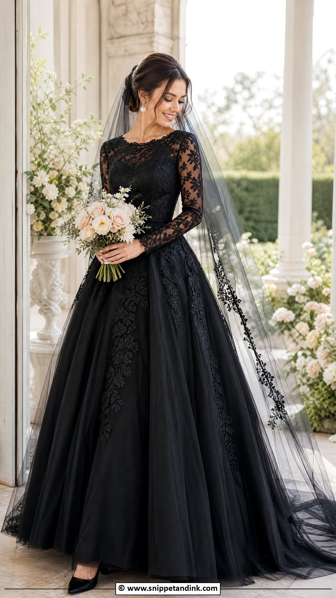Black Romantic Wedding Dress - Snippet and Ink - 35 Black Wedding Dresses