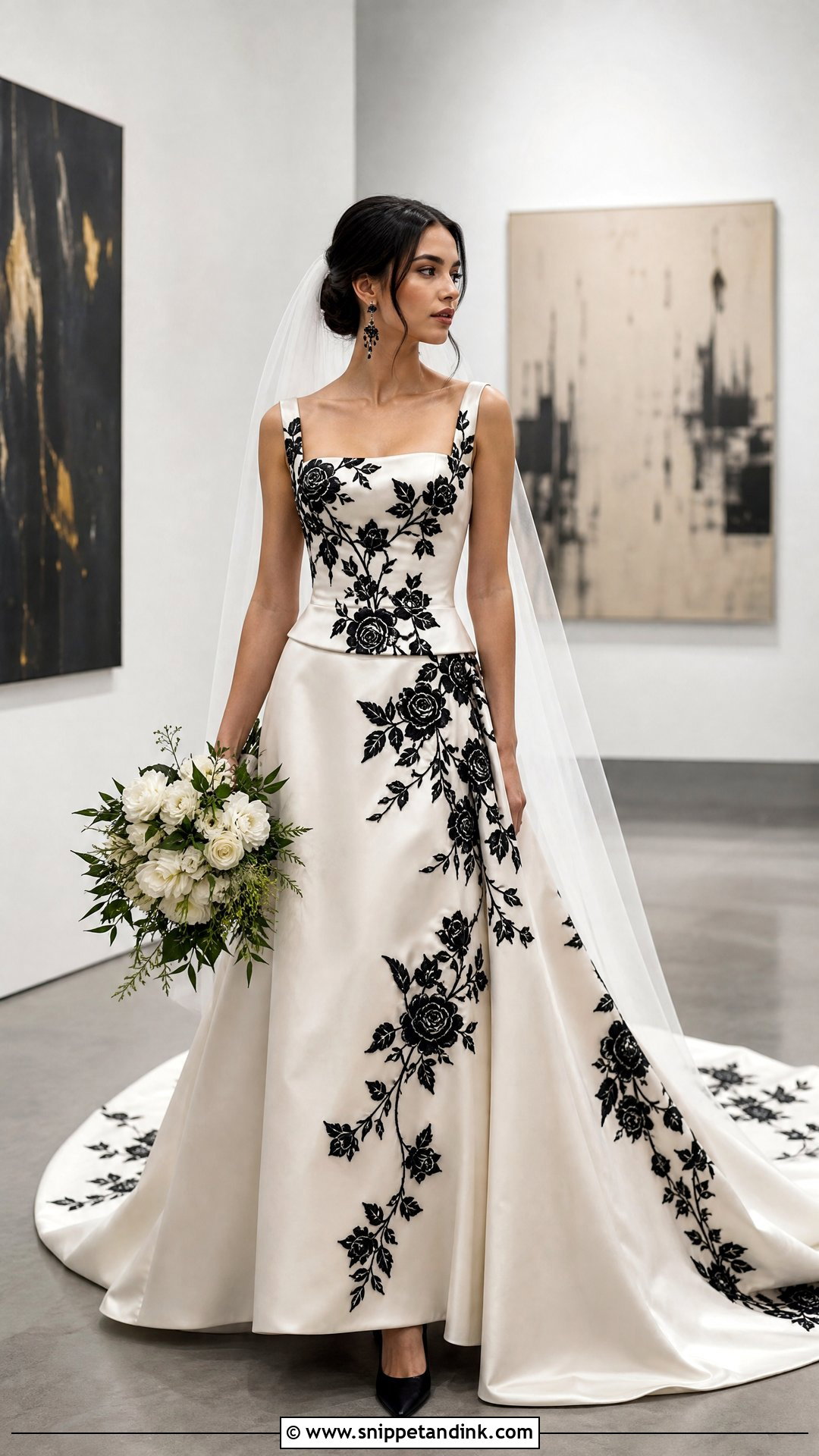 Black Rose Embroidered Wedding Dress - Snippet and Ink - 20 Wedding Dress with Roses Ideas