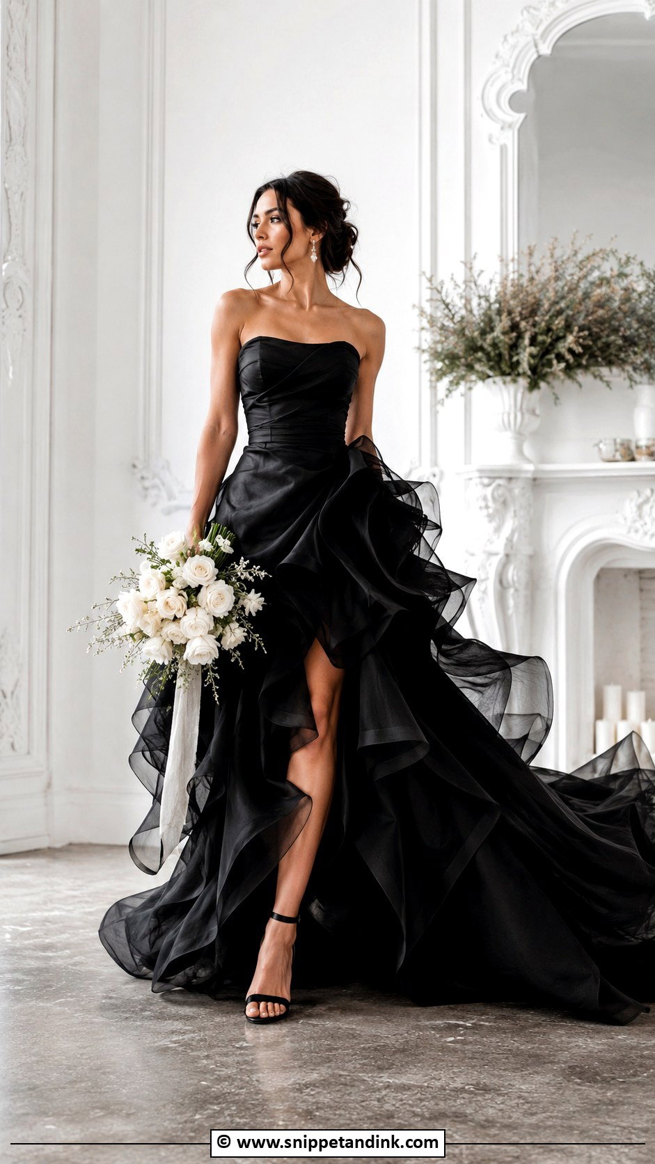 Black Ruffle Bridal Gown - Snippet and Ink - 25 Black Bridal Gown Ideas