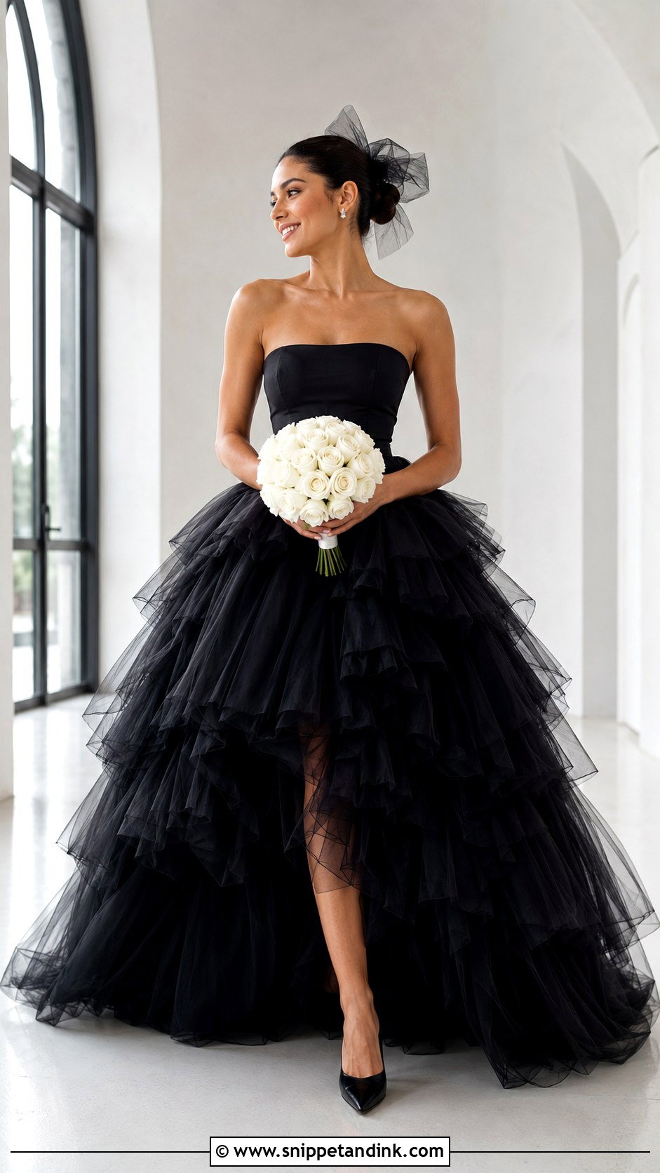 Black Ruffled Tulle Ball Gown Wedding Dress - Snippet and Ink - 20 Black Ball Gown Wedding Dress Ideas