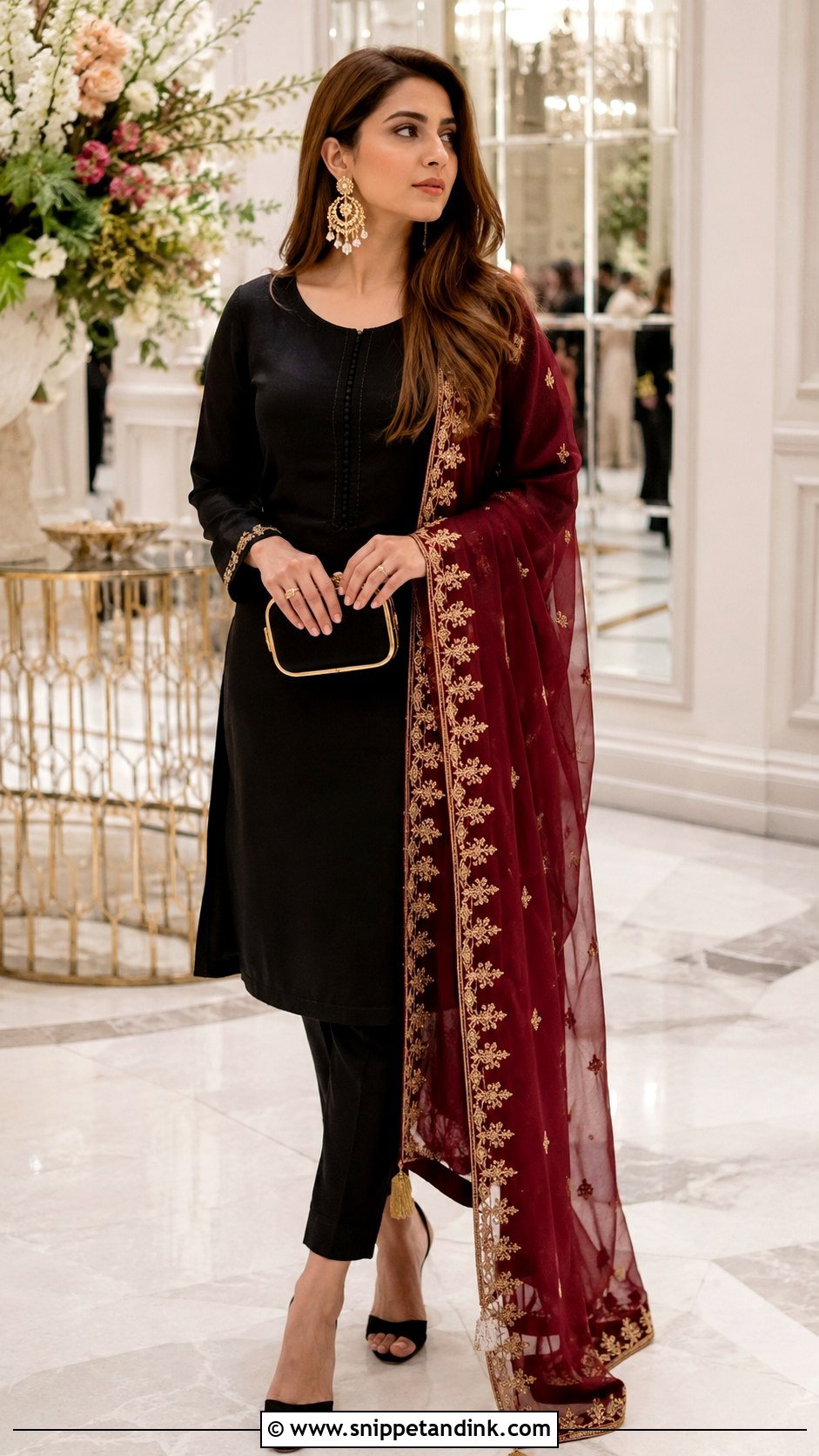 Black Salwar Suit With Maroon Dupatta - Snippet and Ink - 20 Maroon Dupatta Combination Ideas