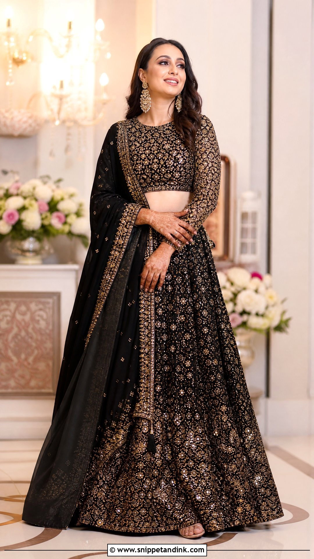 Black Sangeet Lehenga - Snippet and Ink - 25 Bridal Sangeet Outfit Indian Weddings Ideas