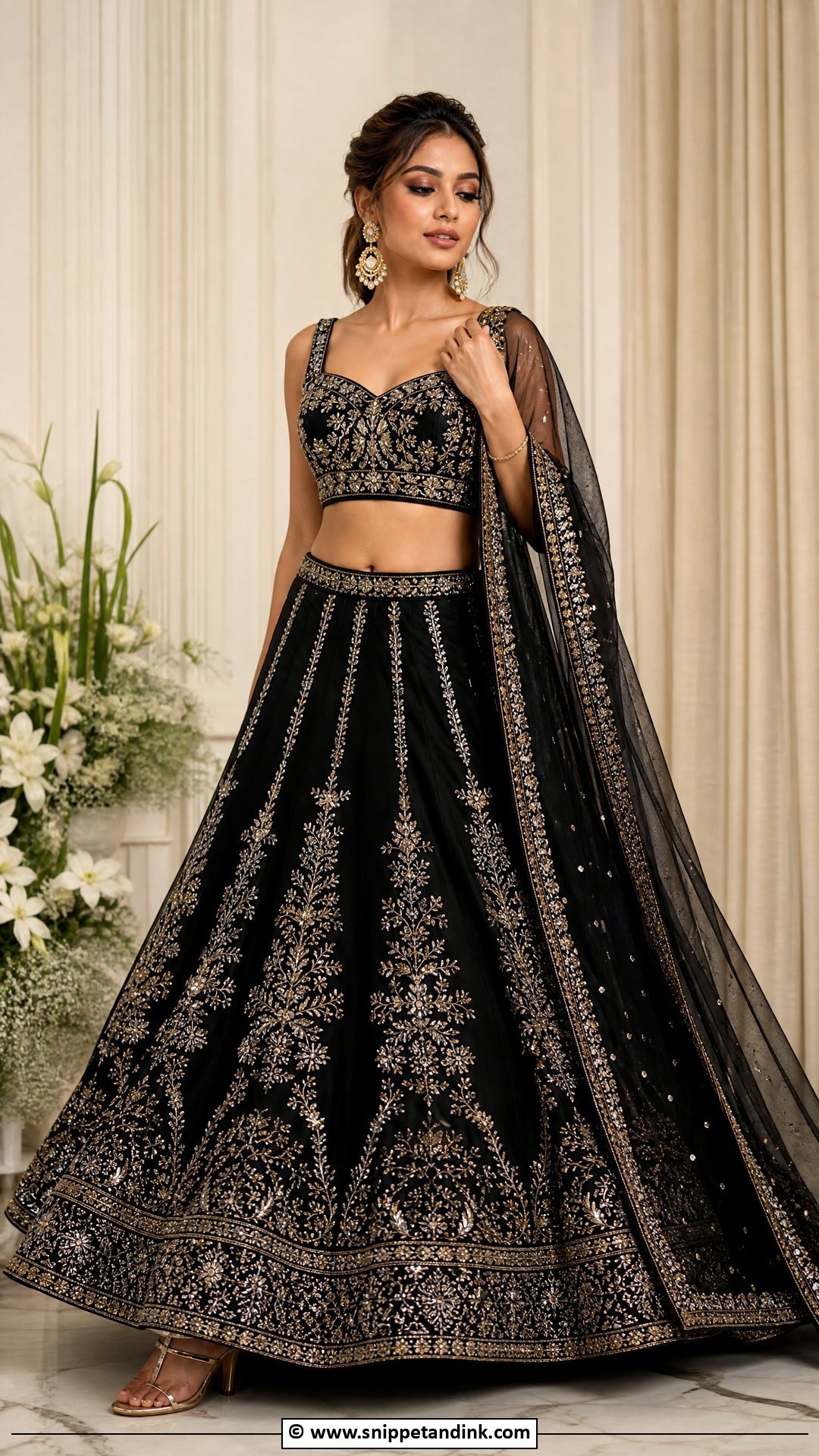 Black Sangeet Lehenga - Snippet and Ink - 35 Bridal Sangeet Outfit Ideas