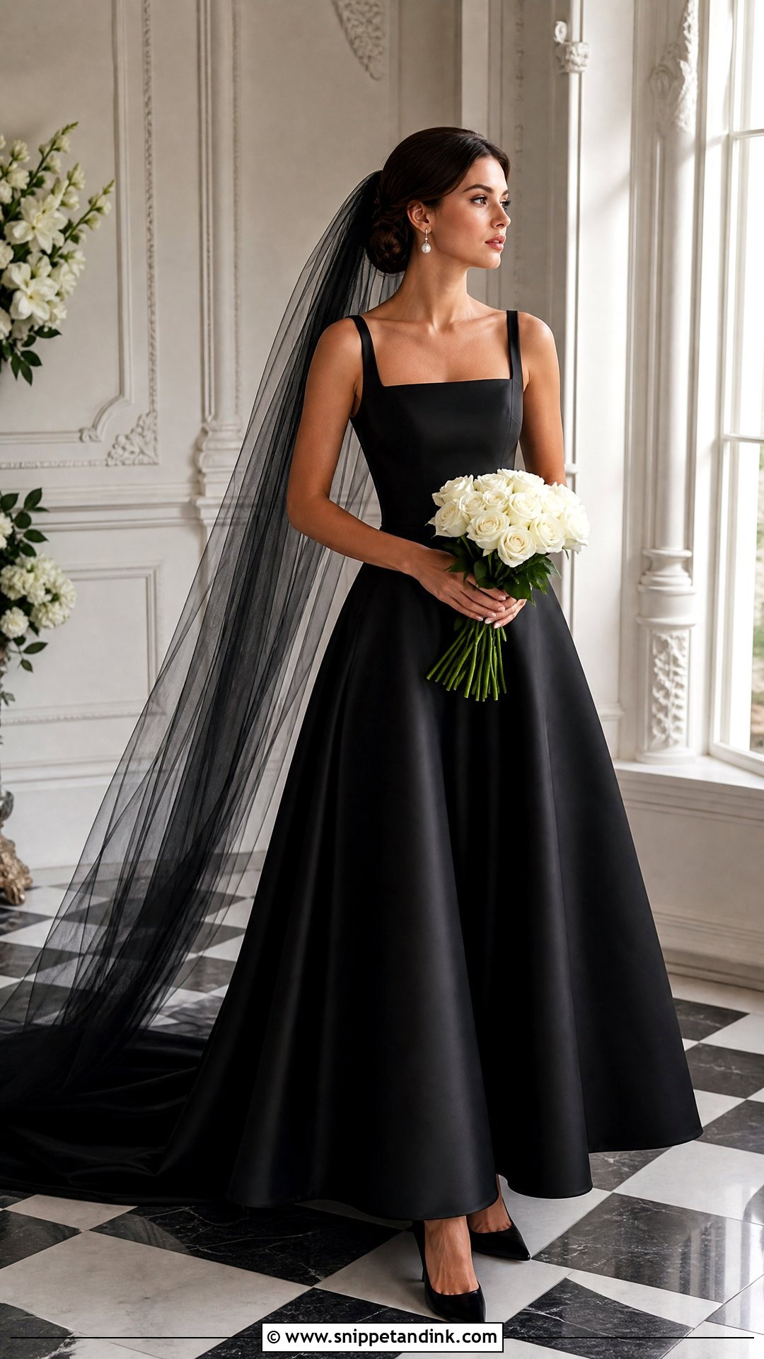 Black Satin A Line Wedding Dress - Snippet and Ink - 25 Simple Black Wedding Dress Ideas