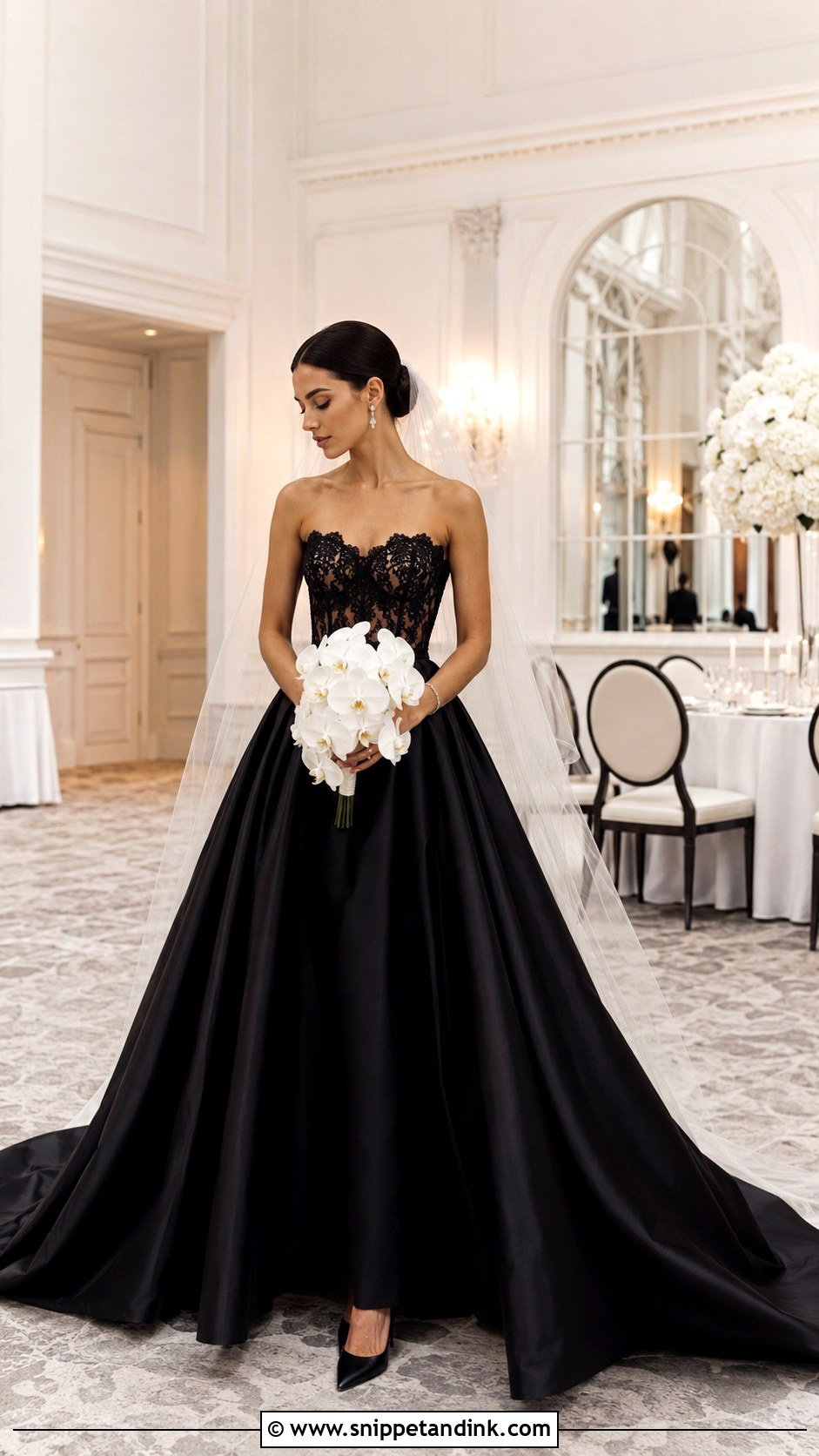 Black Satin And Lace Wedding Dress - Snippet and Ink - 20 Elegant Black Lace Wedding Dress Ideas