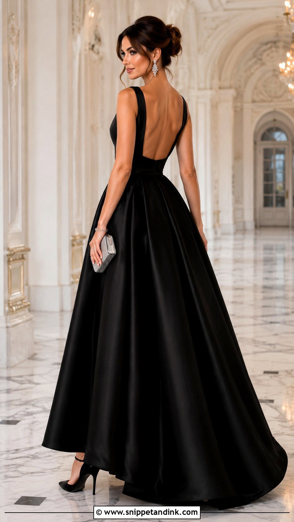 Black Satin Backless Ball Gown - Snippet and Ink - 20 Backless Ball Gown Ideas