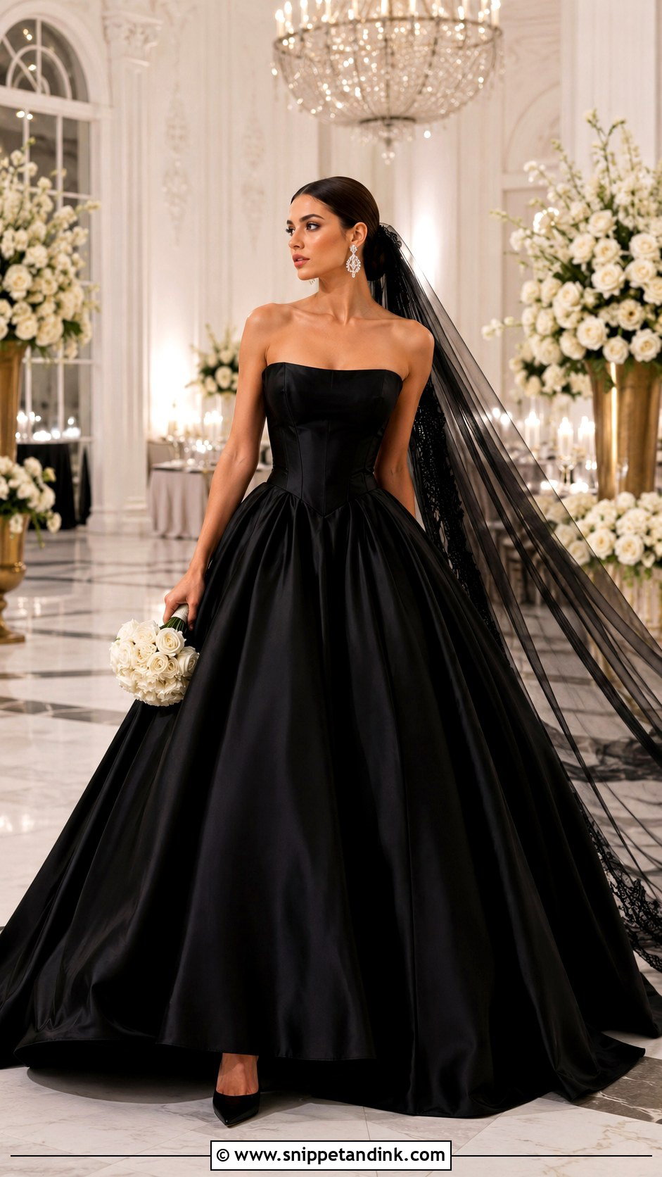 Black Satin Ball Gown Wedding Dress - Snippet and Ink - 20 All Black Wedding Dress Ideas