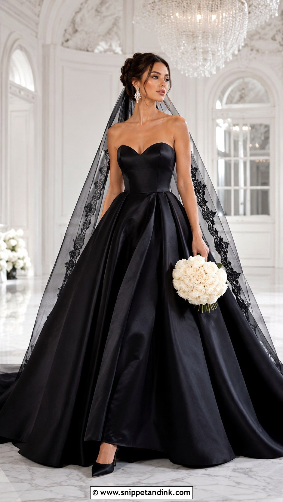 Black Satin Ball Gown Wedding Dress - Snippet and Ink - 20 Classy Black Wedding Dress Ideas