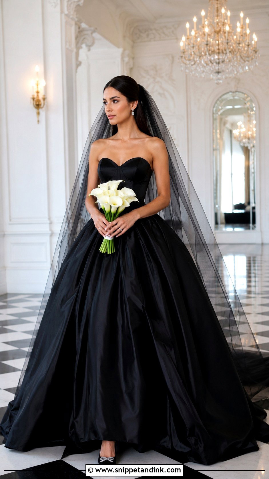Black Satin Ball Gown Wedding Dress - Snippet and Ink - 20 Dark Wedding Dresses