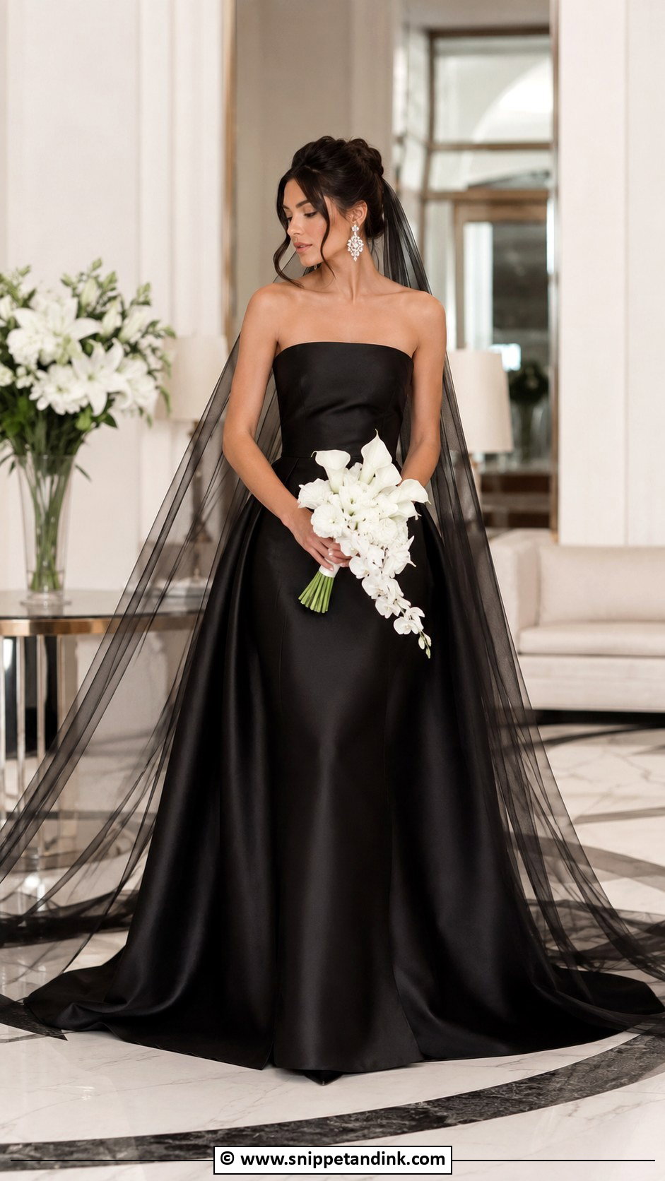 Black Satin Bridal Gown - Snippet and Ink - 25 Black Bridal Gown Ideas