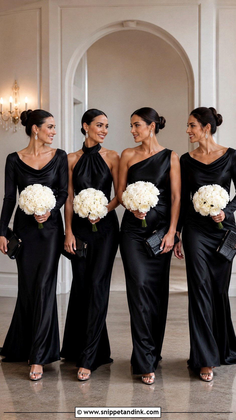 Black Satin Bridal Team Dresses - Snippet and Ink - 20 Bridal Team Dresses Ideas