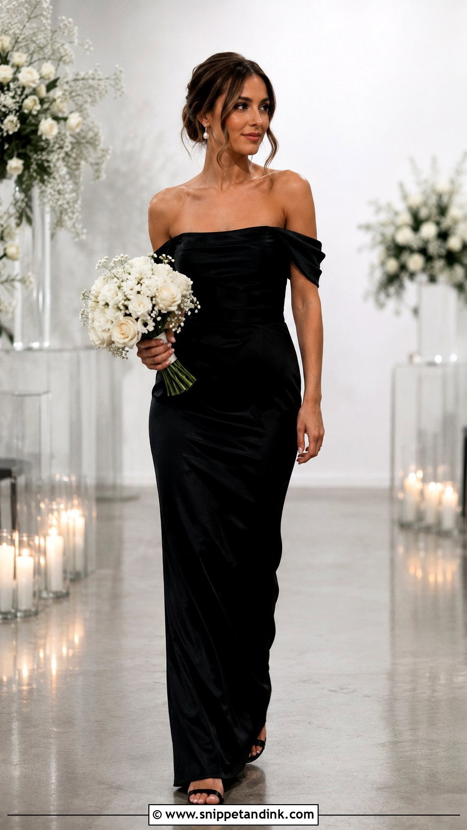 Black Satin Bridesmaid Dress - Snippet and Ink - 30 Satin Wedding Ideas