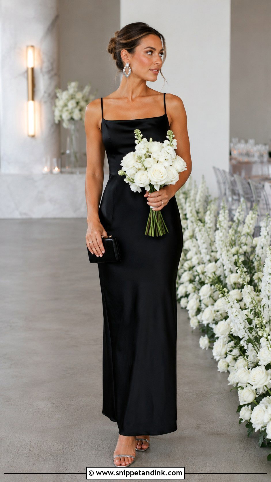 Black Satin Bridesmaid Dress - Snippet and Ink - 20 Bride's Maid Dress Ideas