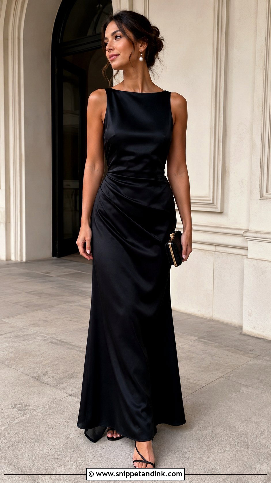 Black Satin Bridesmaid Dress Outfit - Snippet and Ink - 30 Brides Maids Outfit Ideas
