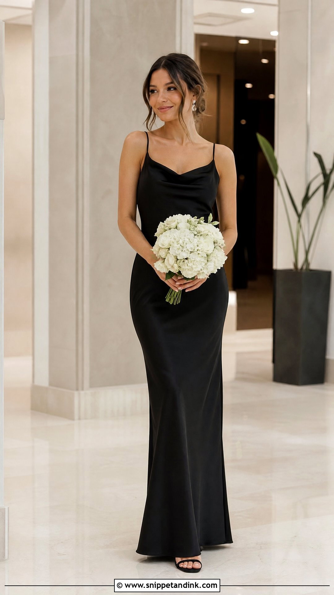 Black Satin Bridesmaid Dress Outfit - Snippet and Ink - 25 Black Bridal Party Ideas