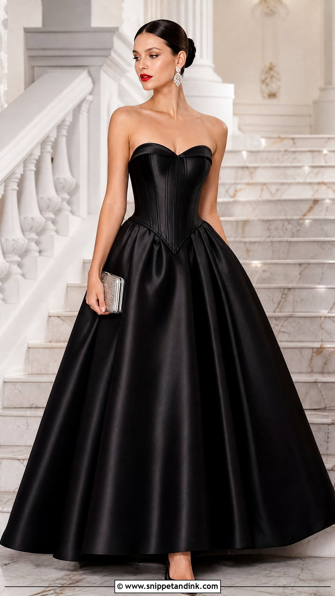 Black Satin Corset Ball Gown - Snippet and Ink - 20 Regal Dress Gowns