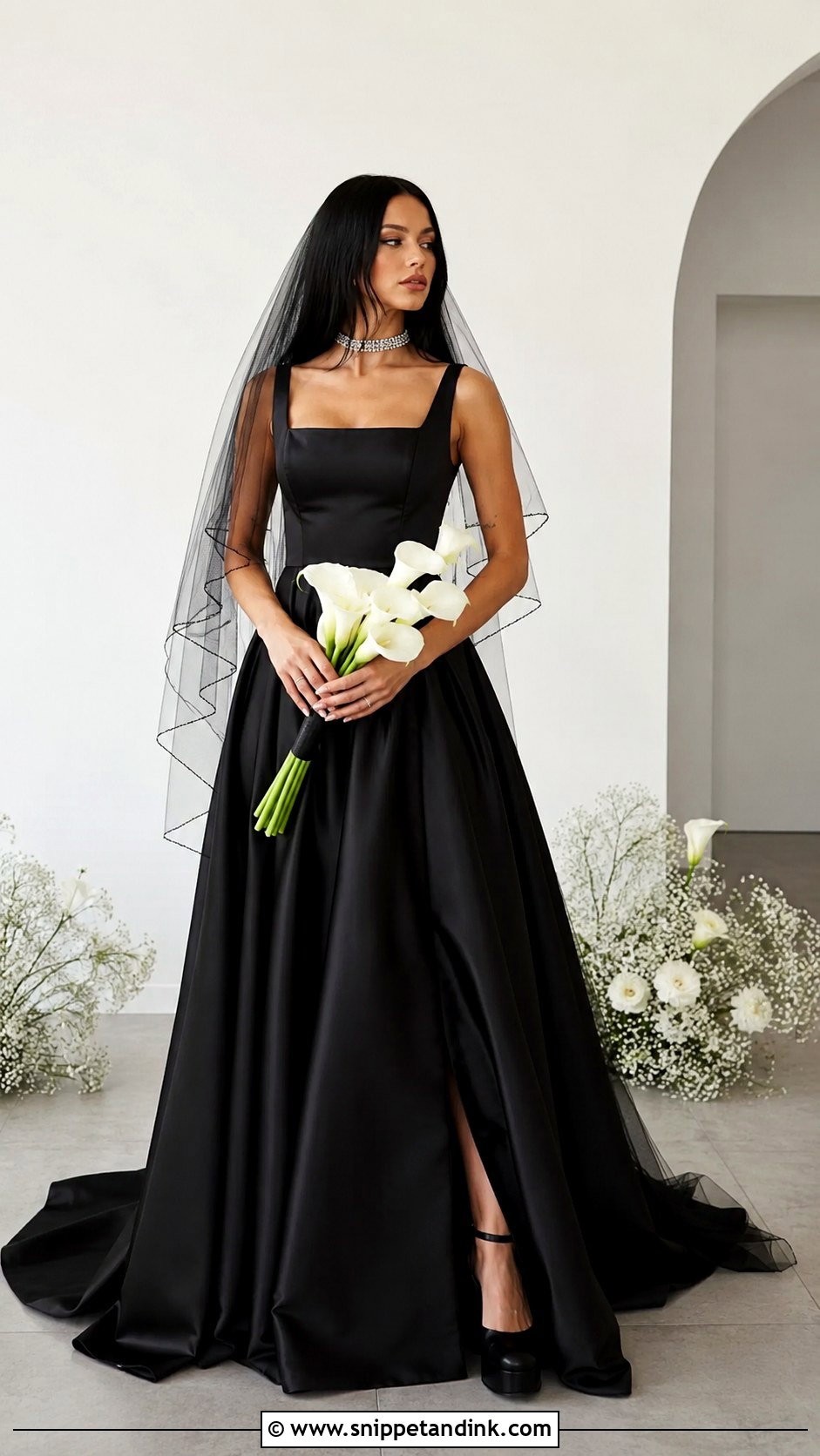 Black Satin Emo Wedding Dress - Snippet and Ink - 20 Emo Wedding Dresses