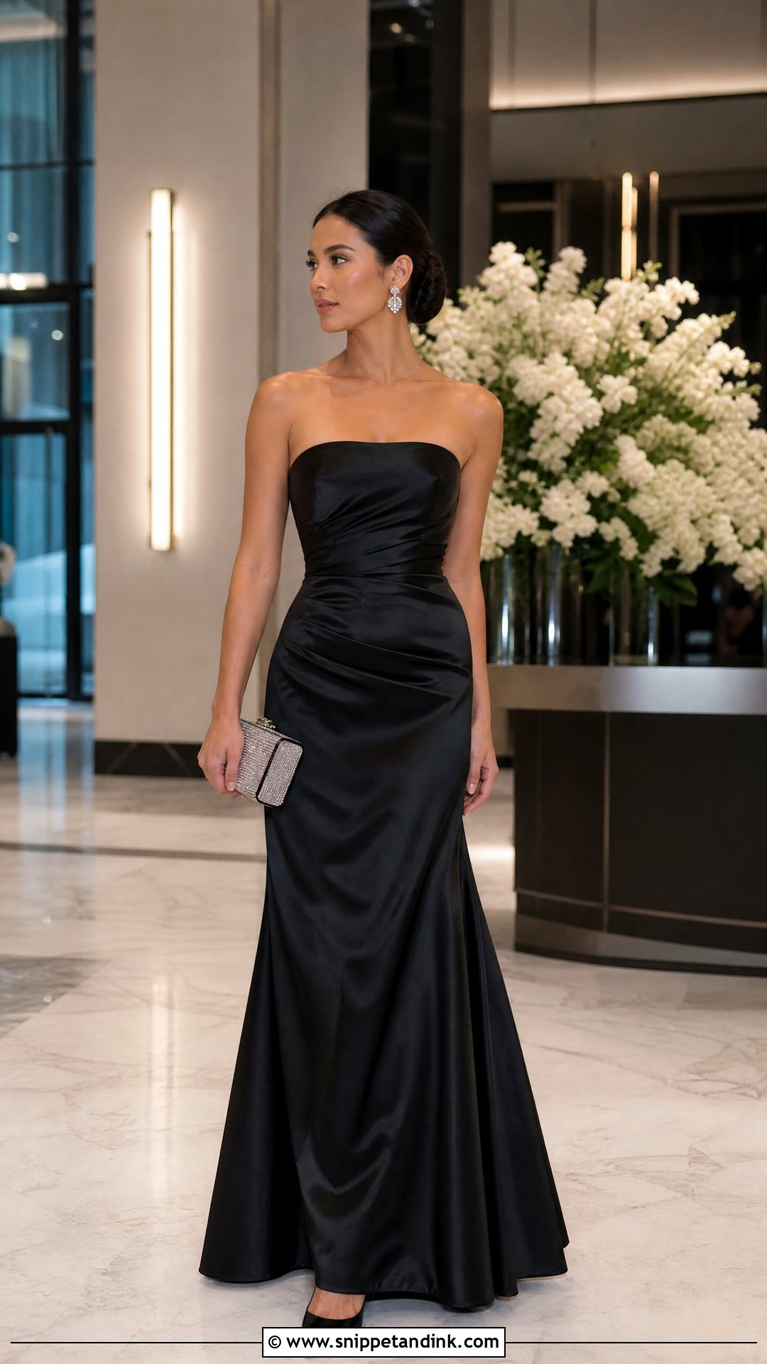 Black Satin Flair Gown Outfit - Snippet and Ink - 20 Flair Gown Ideas