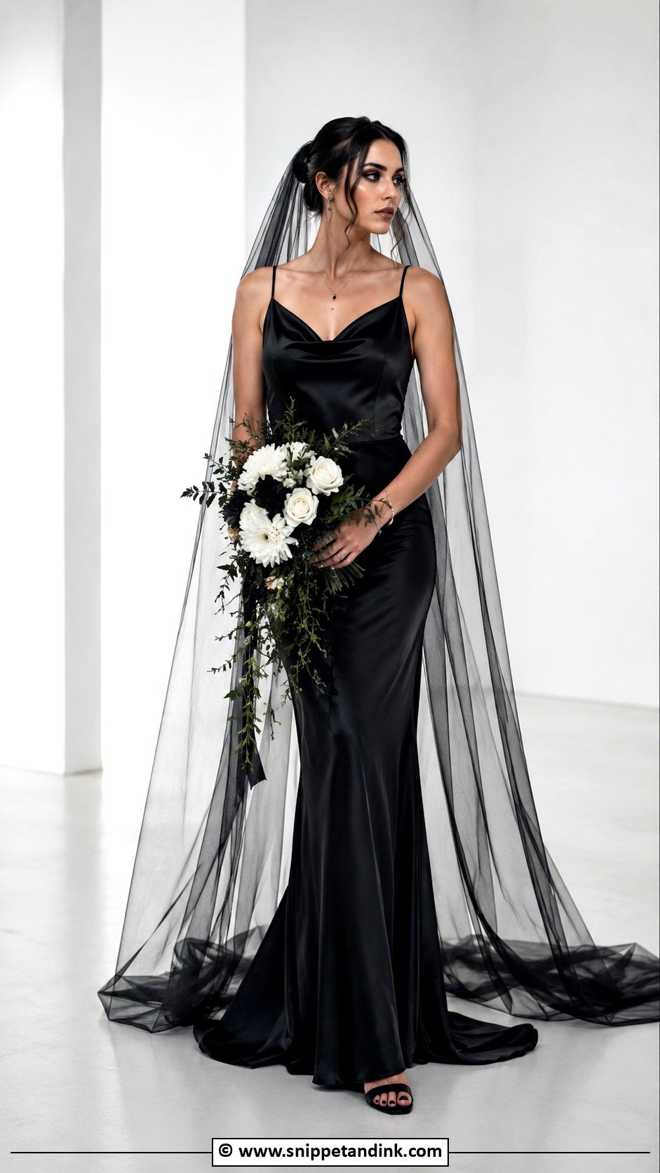 Black Satin Goth Wedding Dress - Snippet and Ink - 30 Goth Wedding Dress Ideas