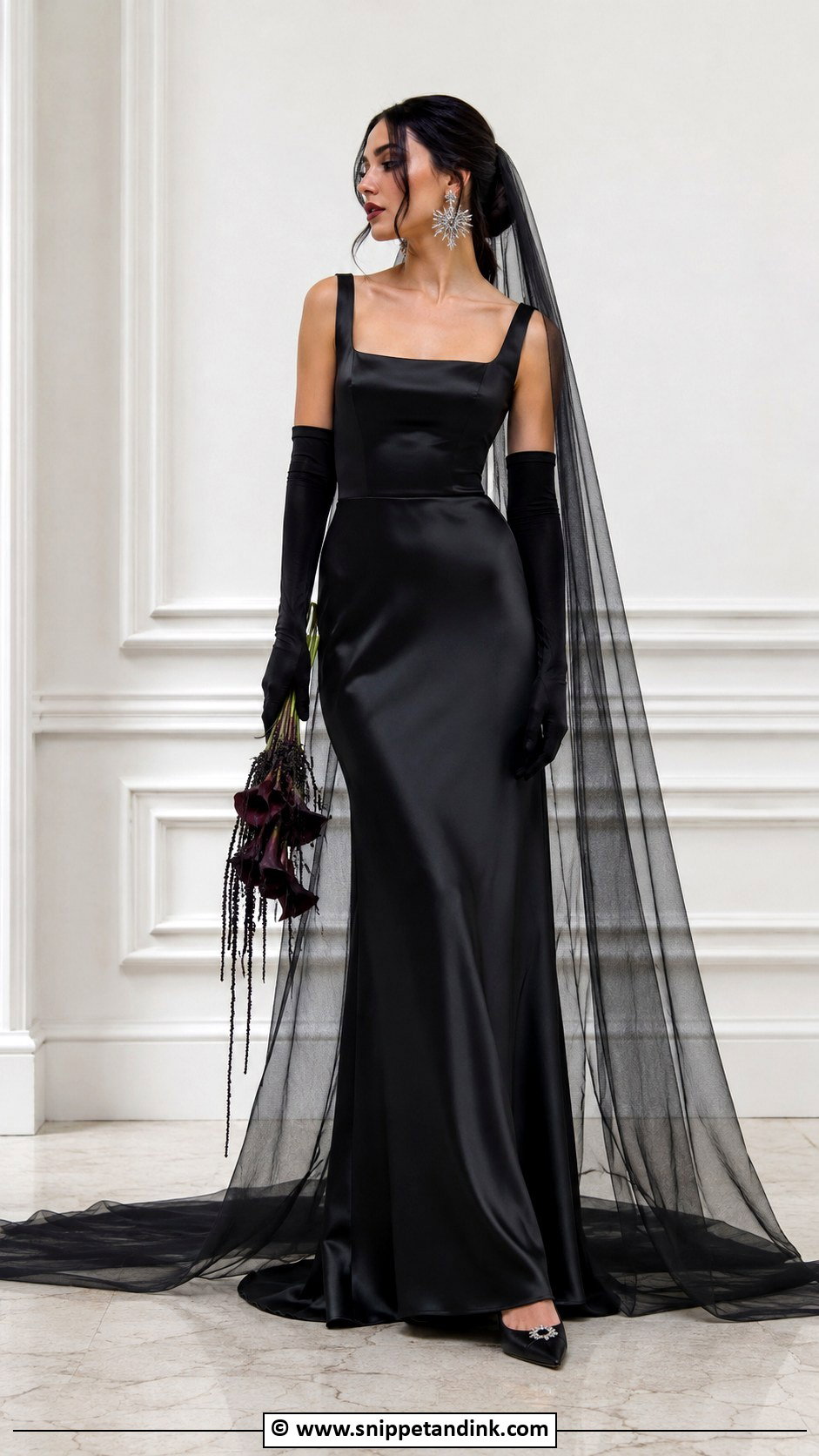 Black Satin Goth Wedding Dress - Snippet and Ink - 25 Goth Wedding Dresses