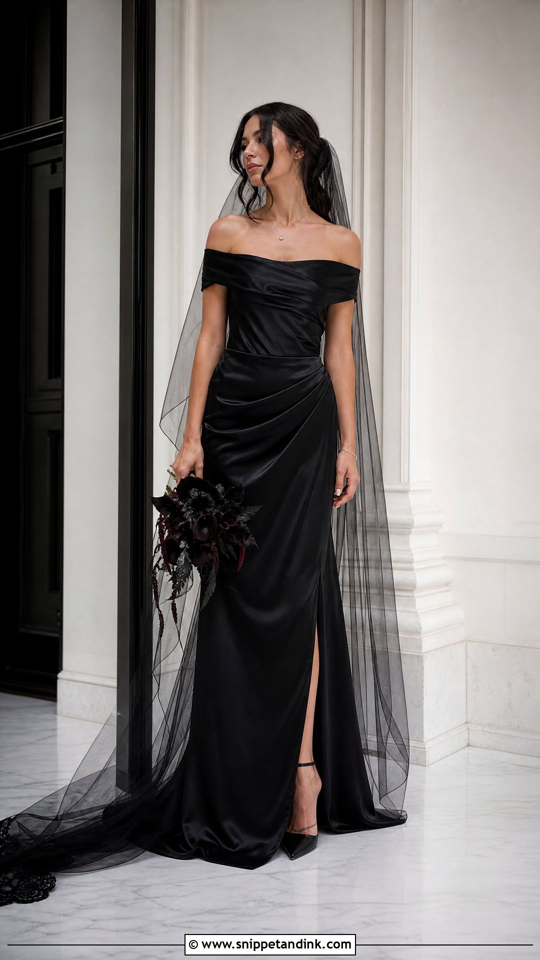 Black Satin Gothic Wedding Dress - Snippet and Ink - 25 Gothic Wedding Dresses