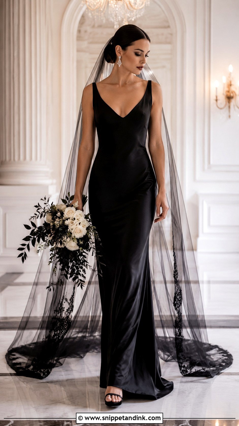 Black Satin Gothic Wedding Dress - Snippet and Ink - 25 Gothic Black Wedding Dress Ideas