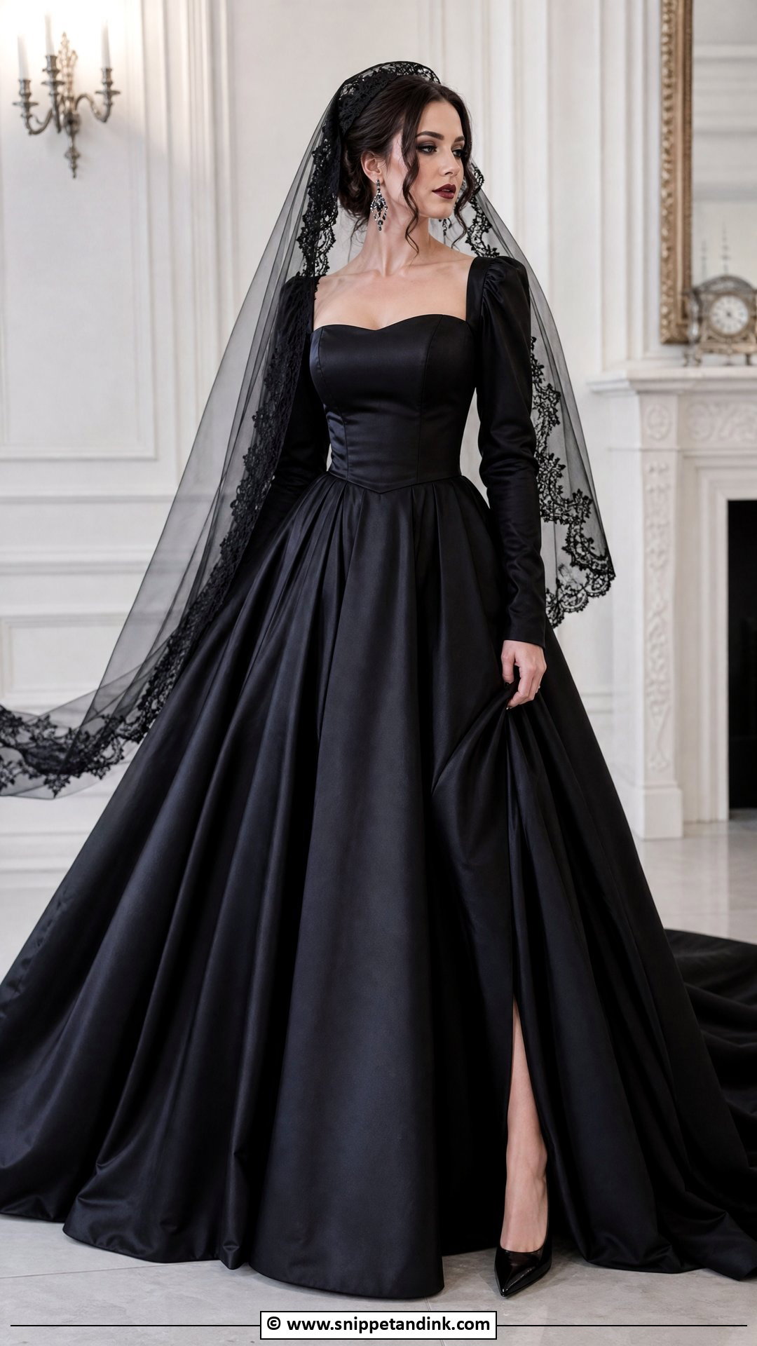 Black Satin Gothic Wedding Dress - Snippet and Ink - 35 Gothic Wedding Dress Ideas