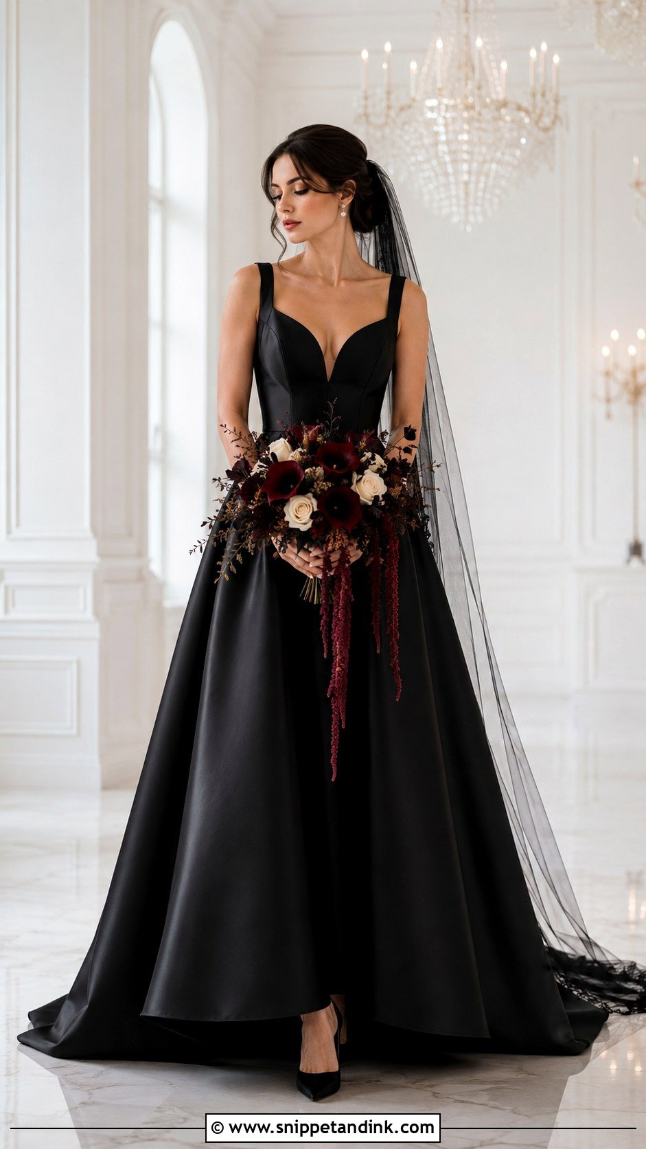 Black Satin Halloween Wedding Dress - Snippet and Ink - 25 Halloween Wedding Dresses