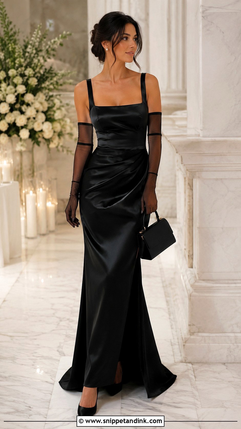 Black Satin Mafia Wedding Dress - Snippet and Ink - 25 Mafia Wedding Dress Ideas