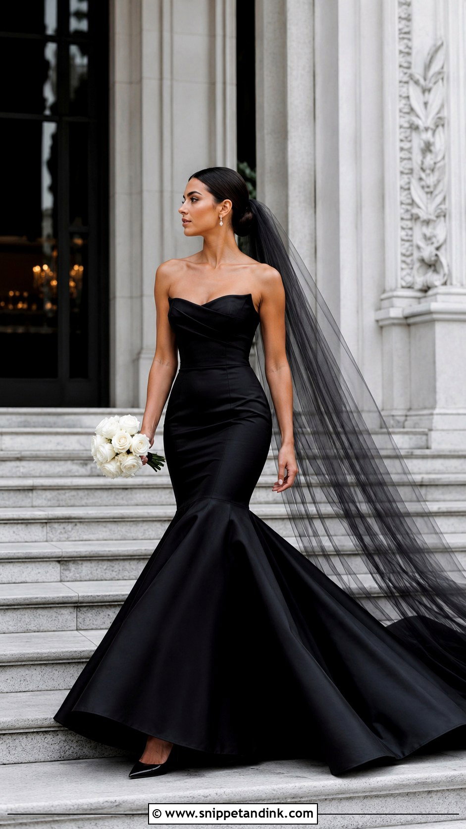 Black Satin Mermaid Bridal Dress - Snippet and Ink - 30 Black Bridal Dresses